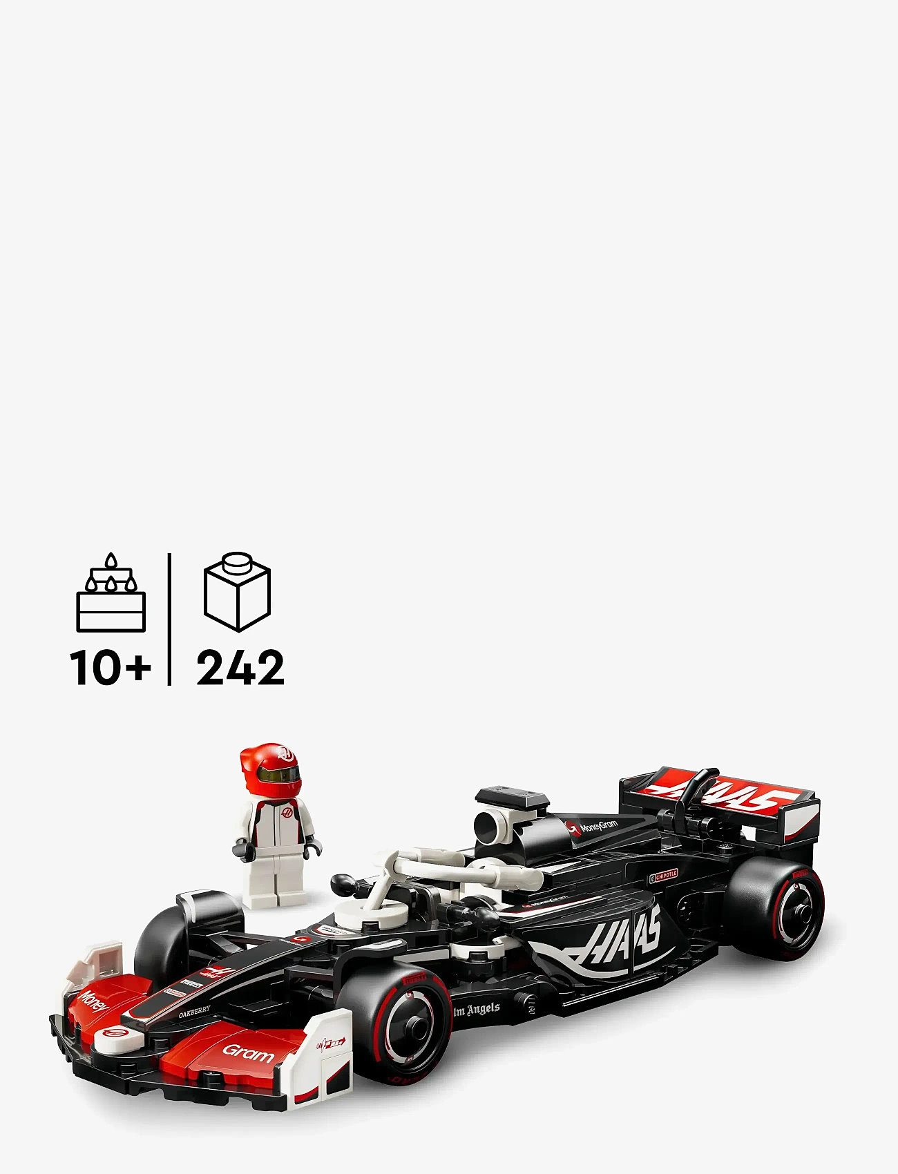 LEGO - Speed Champions MoneyGram Haas Team VF-24 Race Car Toy Vehicle 77250 - lego formula 1 - multi - 1