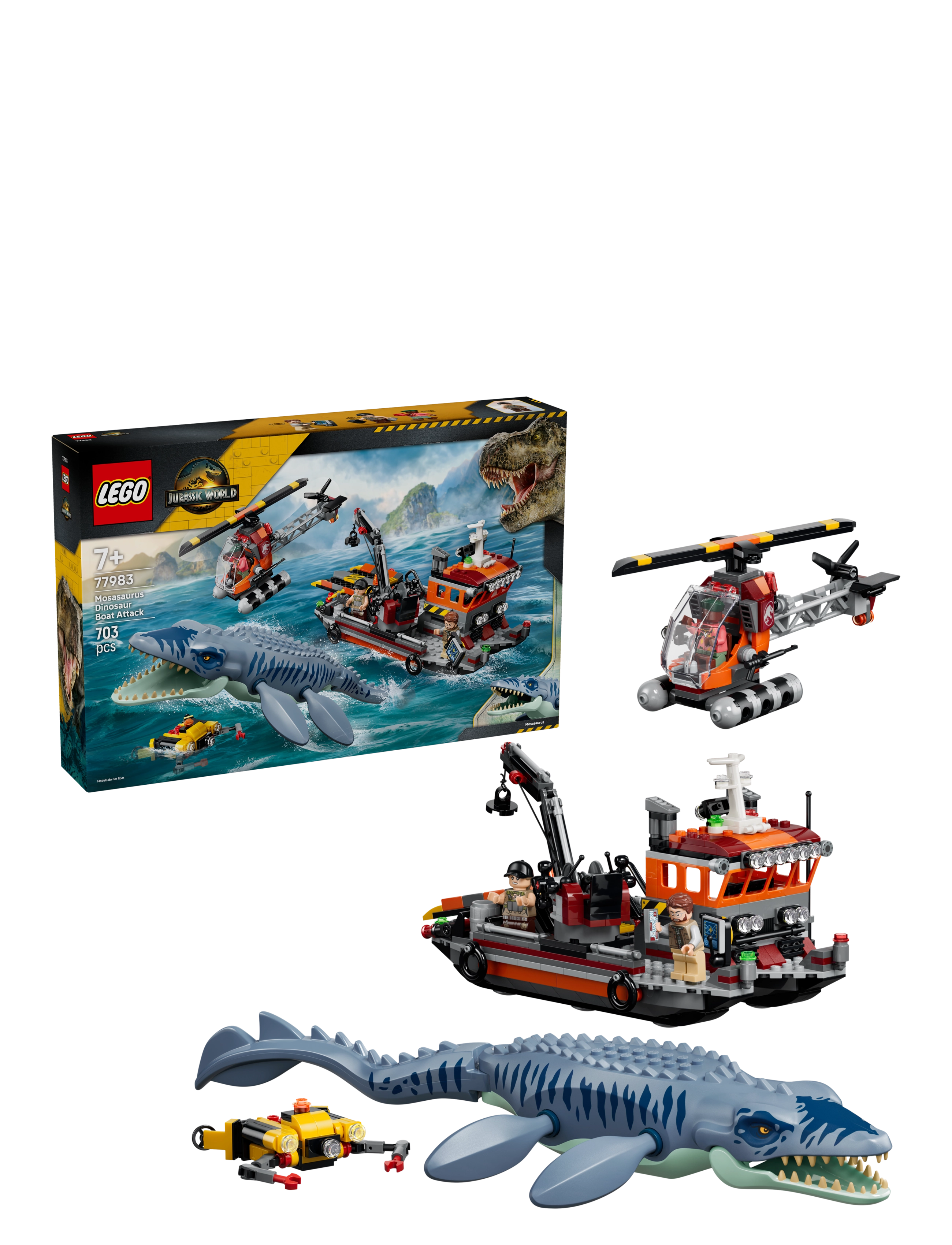LEGO Jurassic World Mosasaurus Dinosaur Boat Attack Toy 77983 - Ehituskomplektid - MULTI / multi