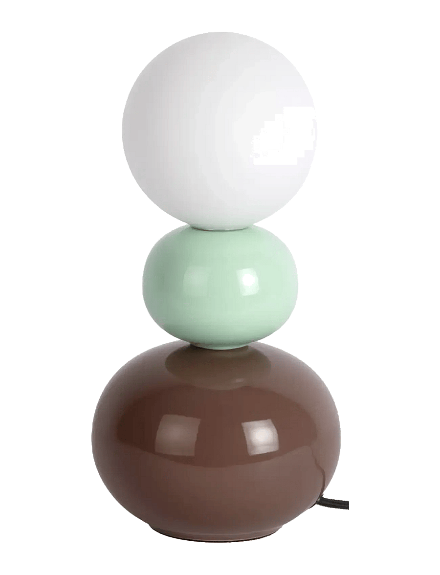 Leitmotiv - Table lamp Firenze Pellet burgundy red w. soft blue - schreibtisch- & tischlampen - chocolate brown w. soft green - 1