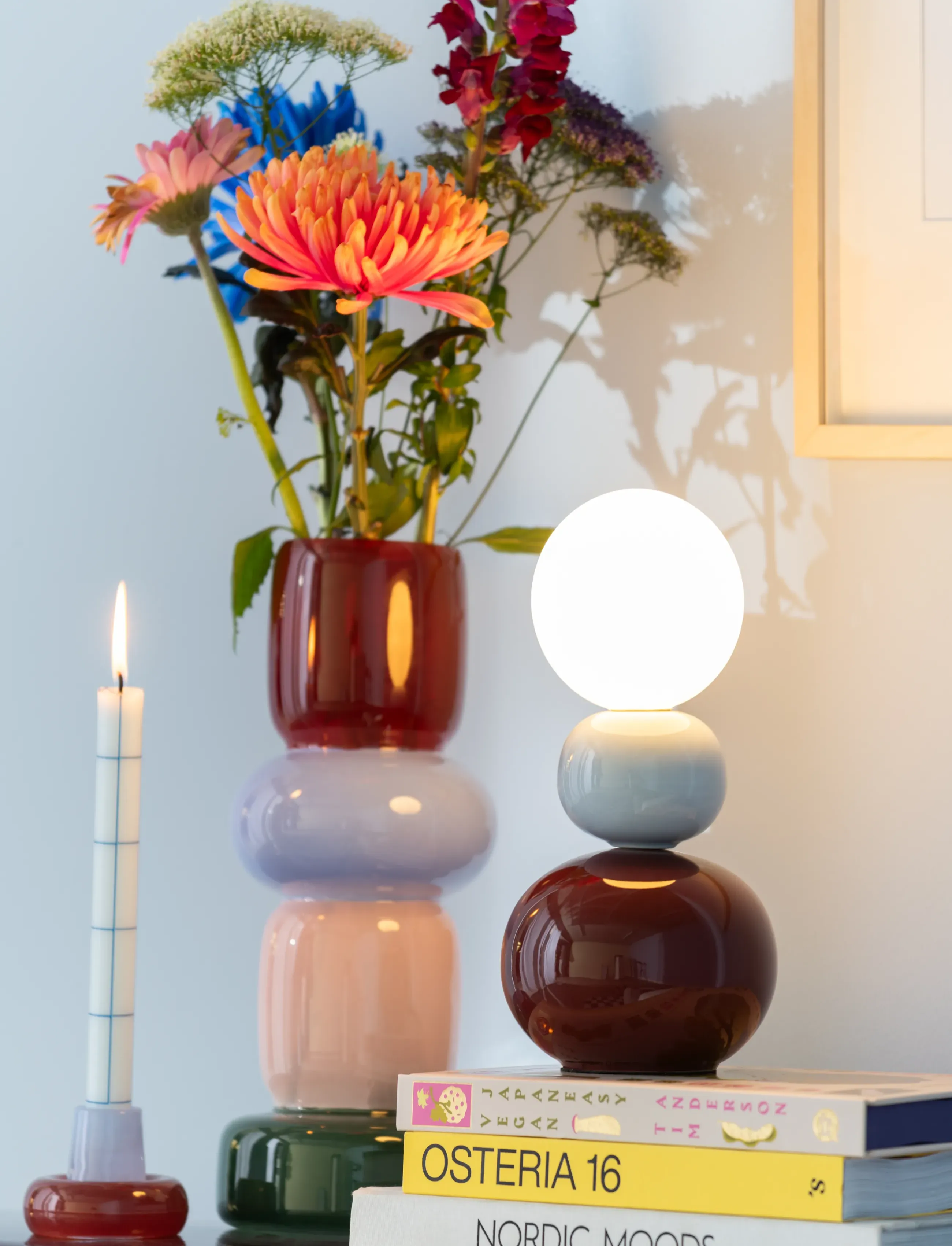 Leitmotiv - Table lamp Firenze Pellet burgundy red w. soft blue - laualambid - burgundy red w. soft blue - 0