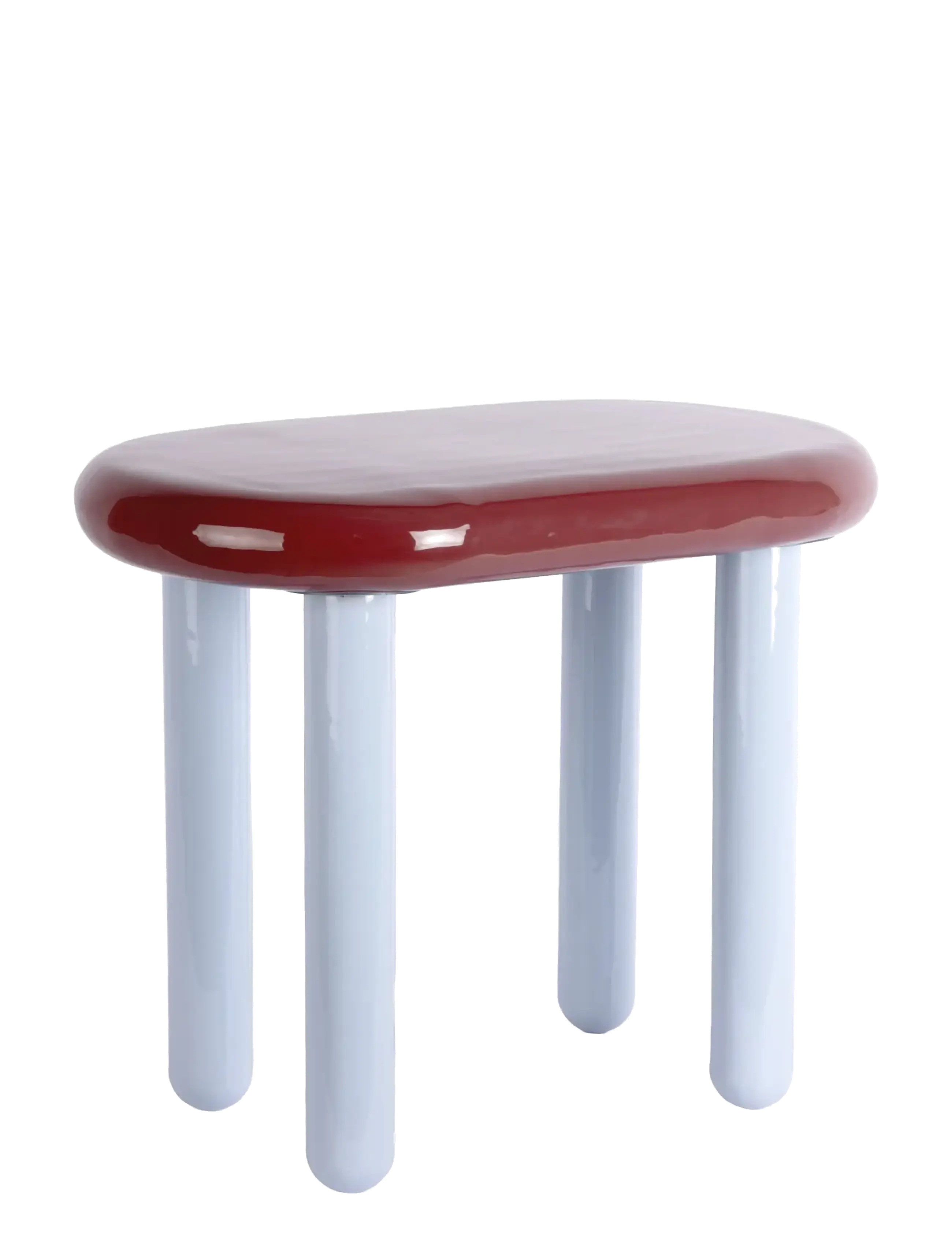 Leitmotiv - Side table Firenze oval - burgundy red w. sky blue - 1