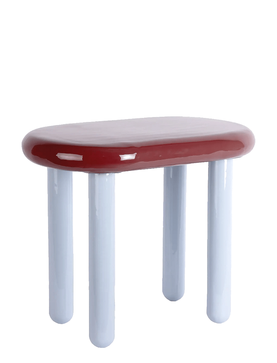 Leitmotiv - Side table Firenze oval - küljelauad ja väikesed lauad - burgundy red w. sky blue - 1