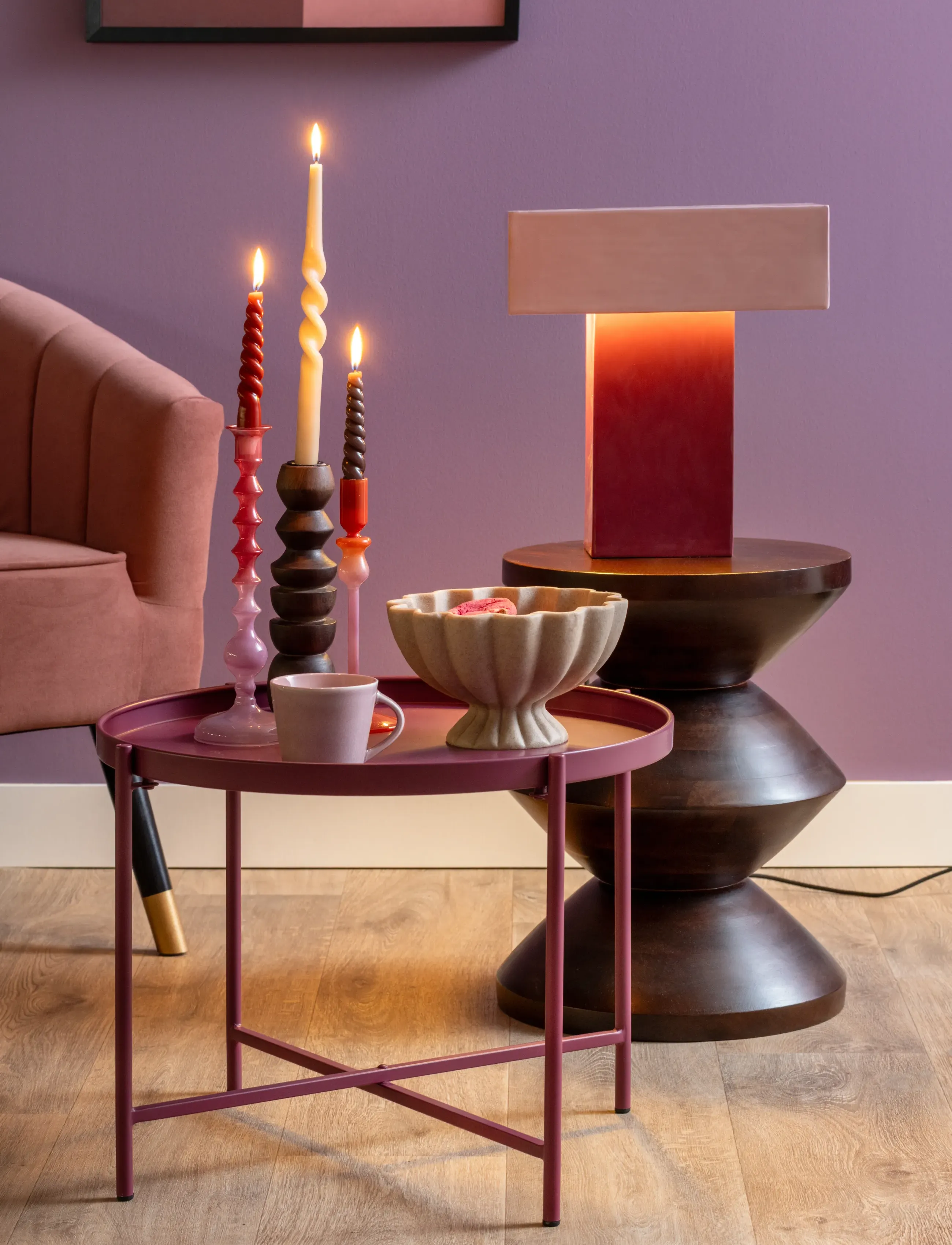 Leitmotiv Table Lamp Grato Recto, H35 cm, Pink, Lamper > Bordlamper, Unisex