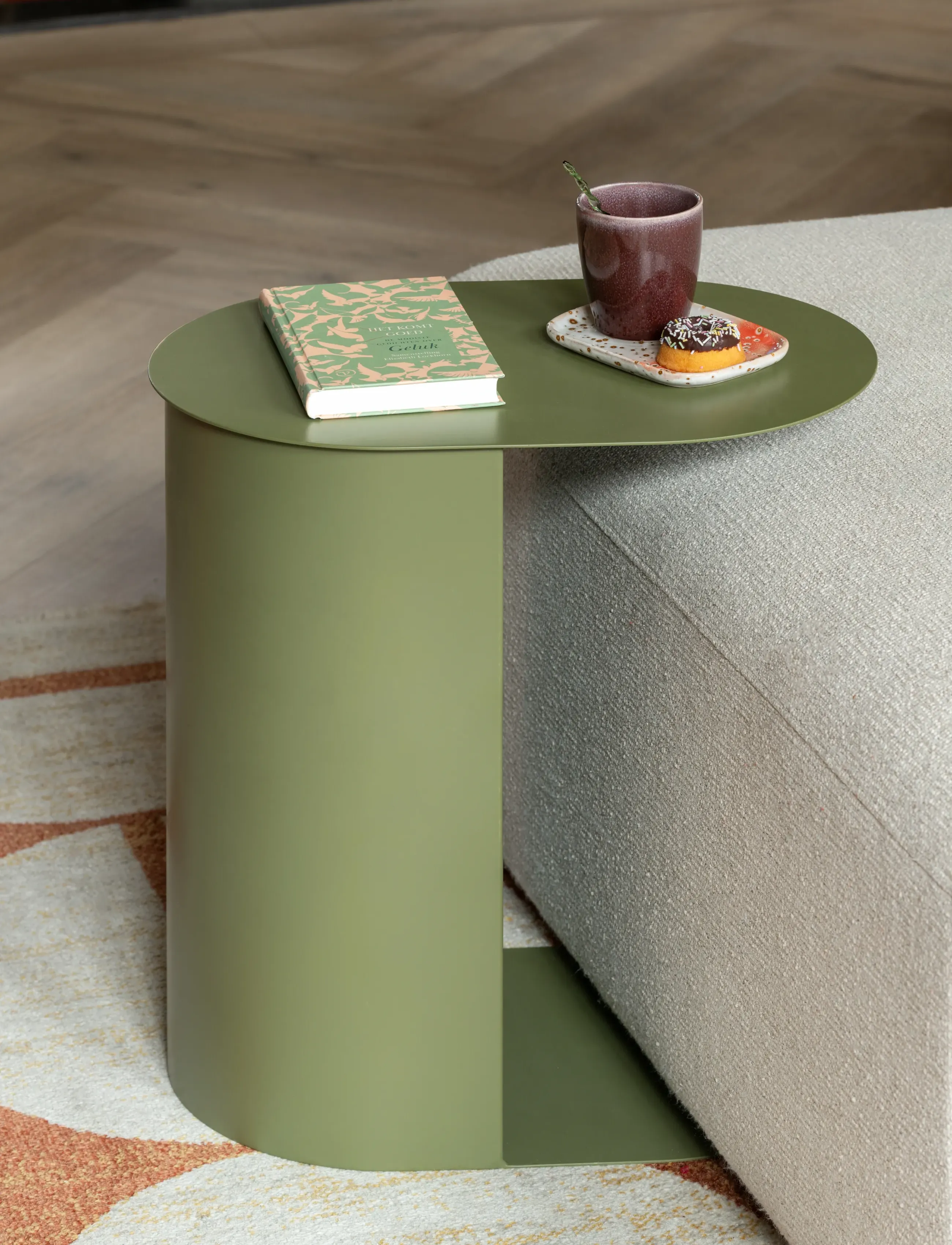 Leitmotiv Side Table Set Riqueza Oval, H:48 cm;40 cm, Khaki green, Borde > Sideborde Og Små Borde, Unisex