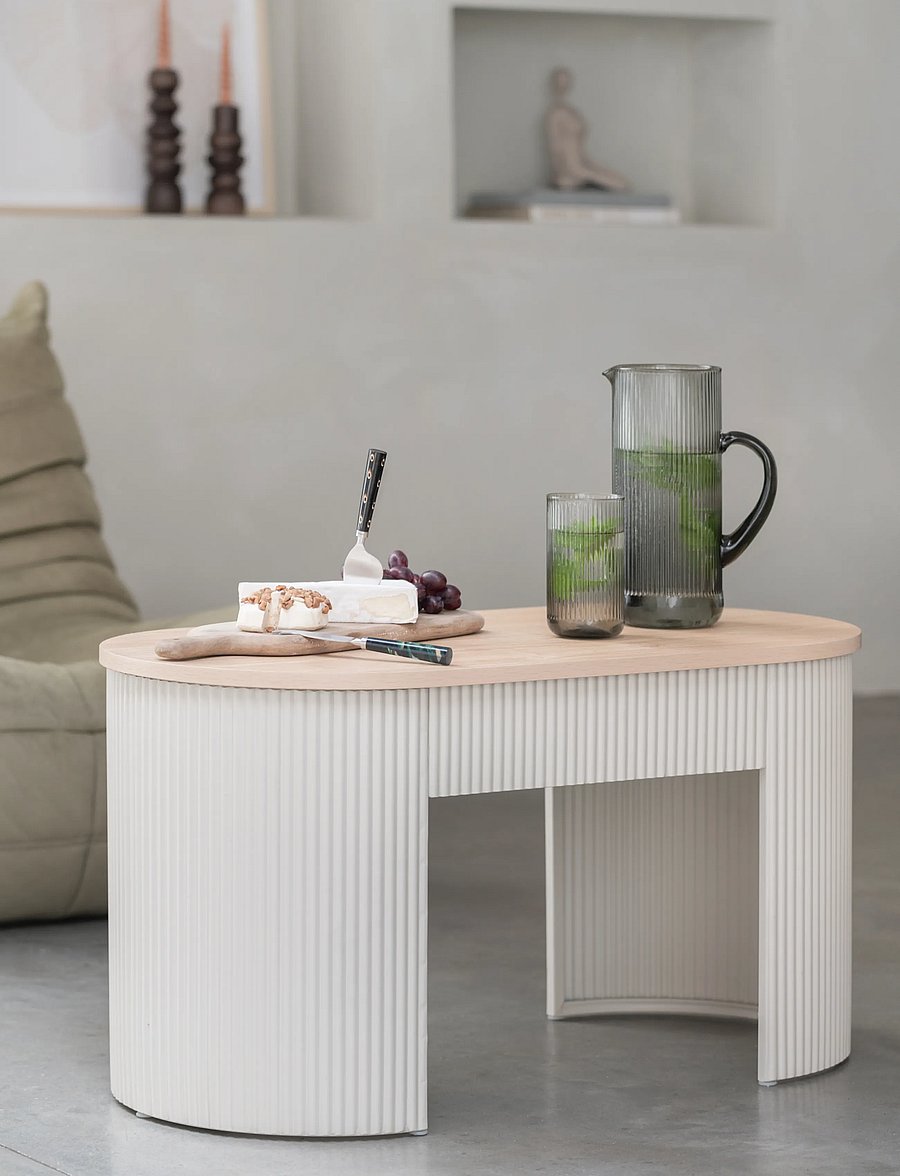 Leitmotiv - Bench Estriado - stühle & hocker - warm grey - 4