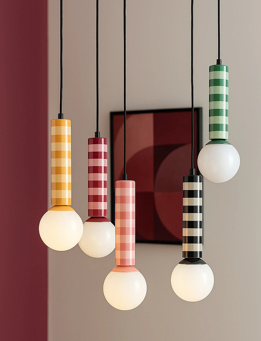 Leitmotiv - Pendant Lamp Rayado - taklampor - rose tan & soft pink - 0