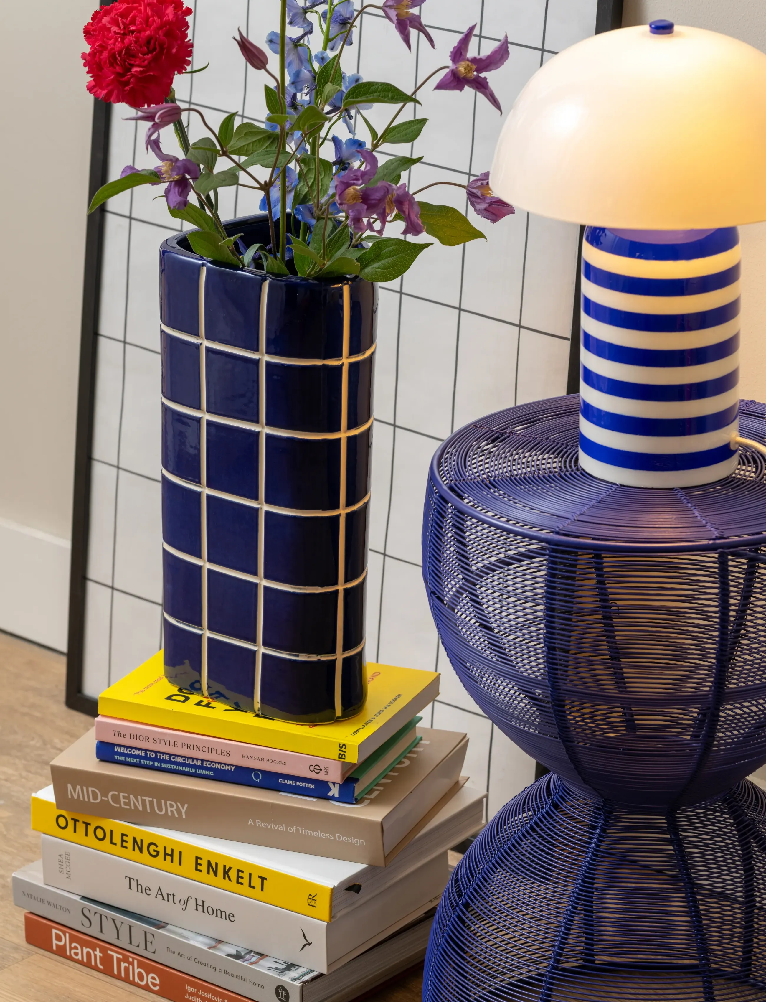Leitmotiv - Table Lamp Rayado Retro - bordlamper - blue/white - 3