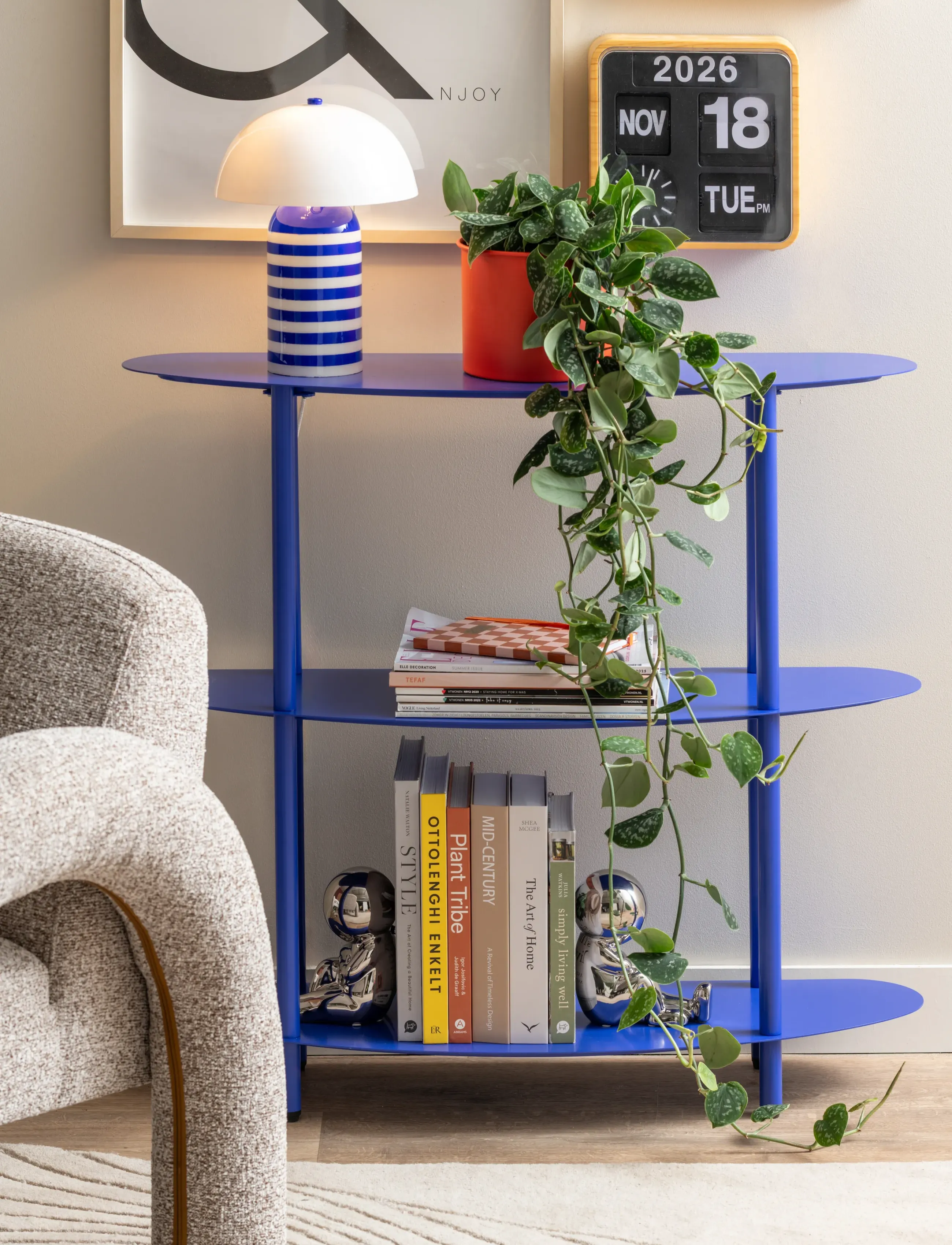 Leitmotiv - Table Lamp Rayado Retro - bordlamper - blue/white - 4