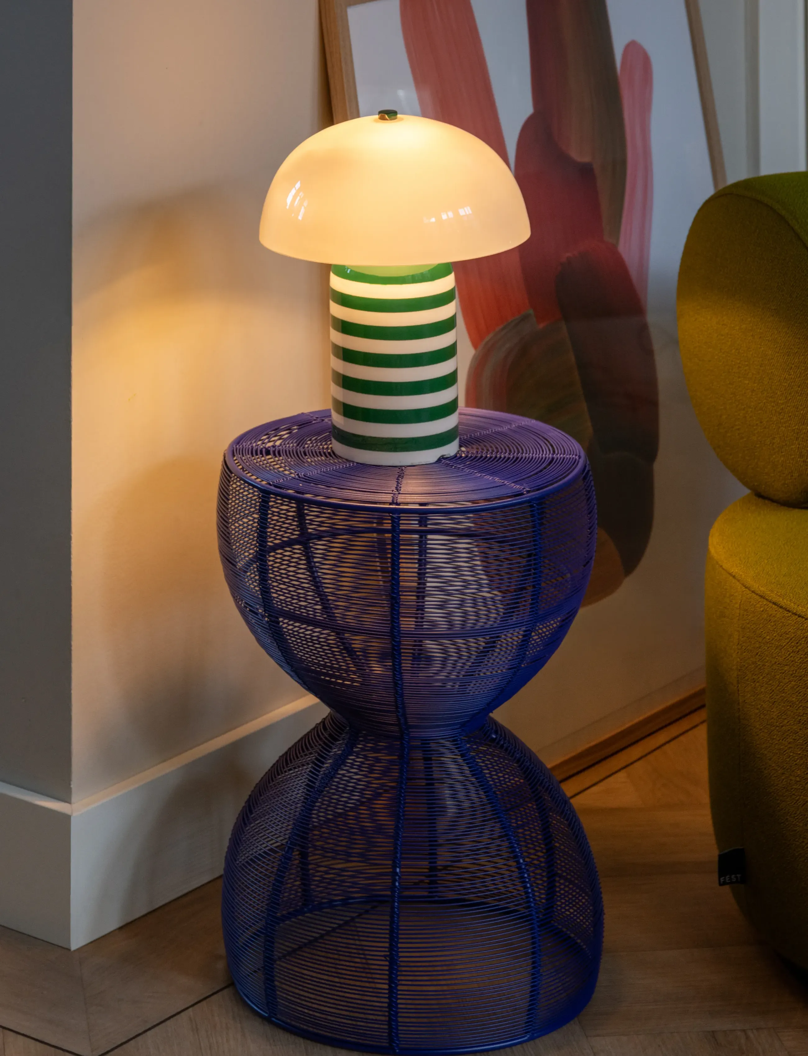 Leitmotiv - Table Lamp Rayado Retro - bordlamper - green/white - 3