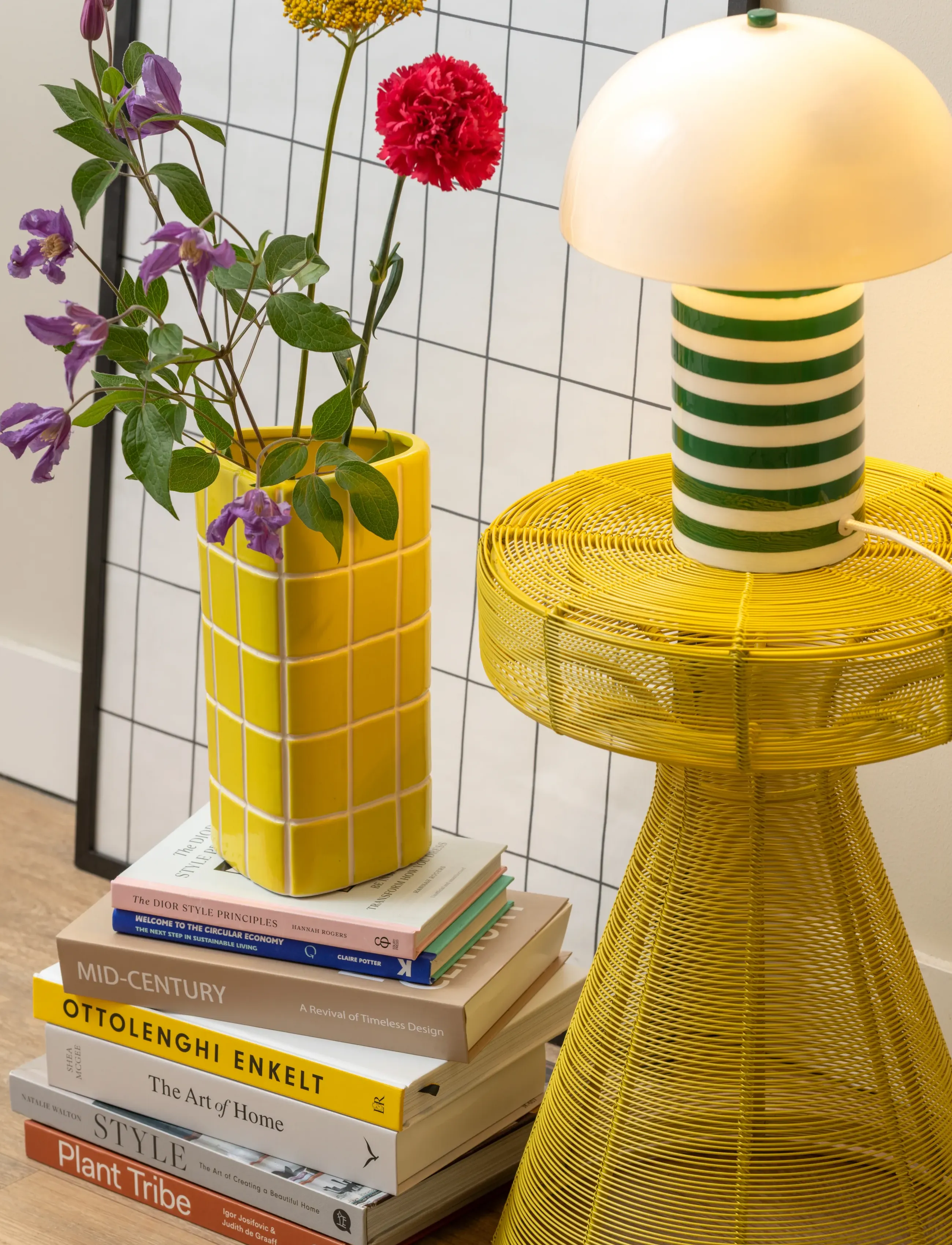 Leitmotiv - Table Lamp Rayado Retro - bordlamper - green/white - 5