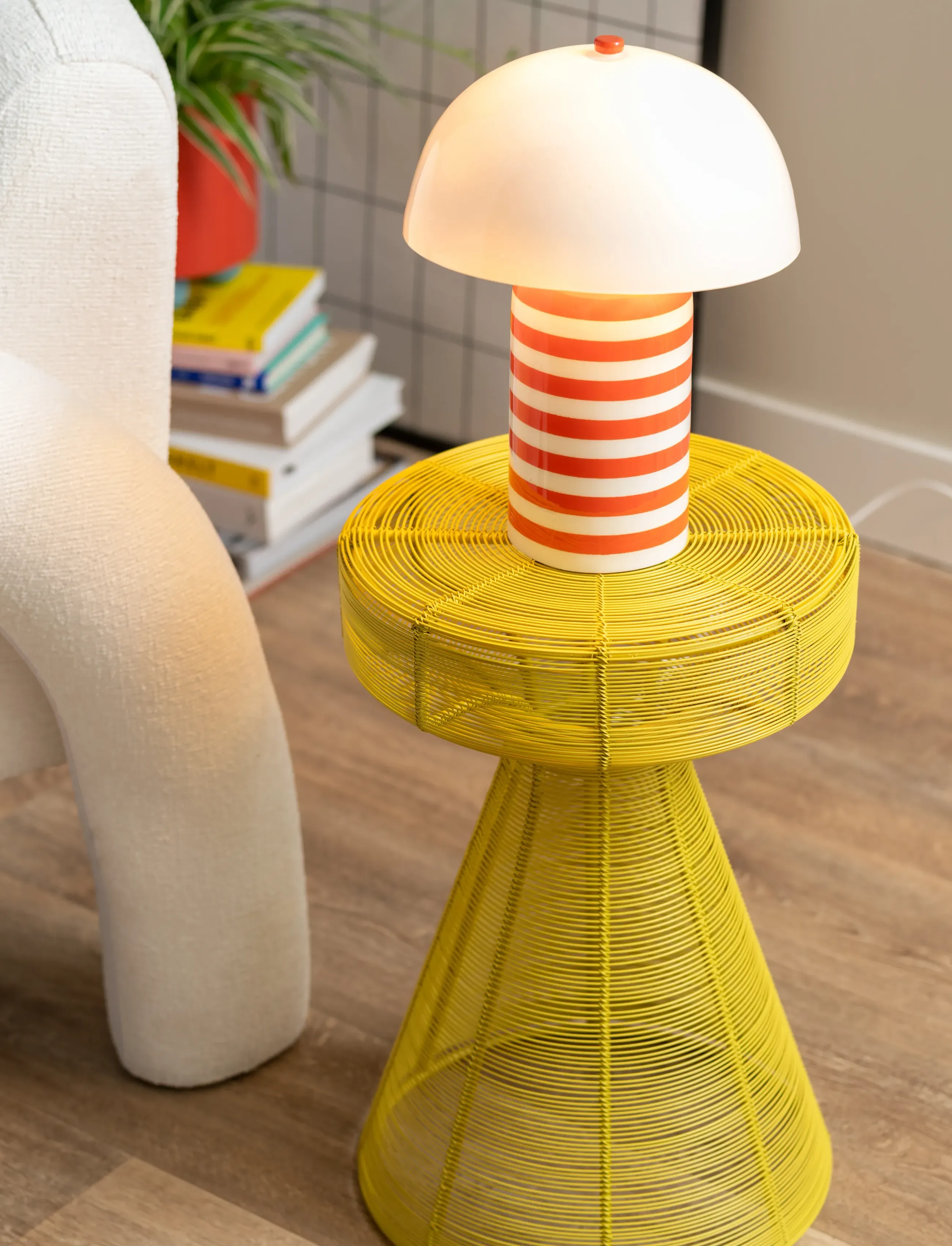 Leitmotiv Table Lamp Rayado Retro, H30 cm, Orange, Lamper > Bordlamper, Unisex
