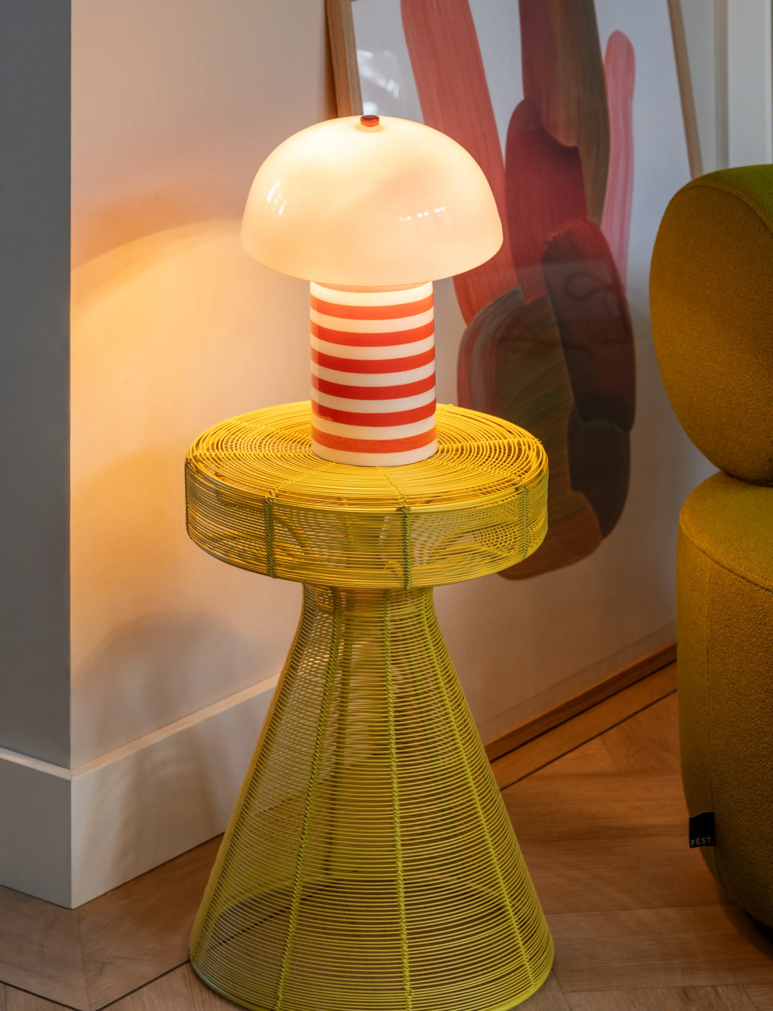 Leitmotiv - Table Lamp Rayado Retro - bordlamper - orange/white - 3