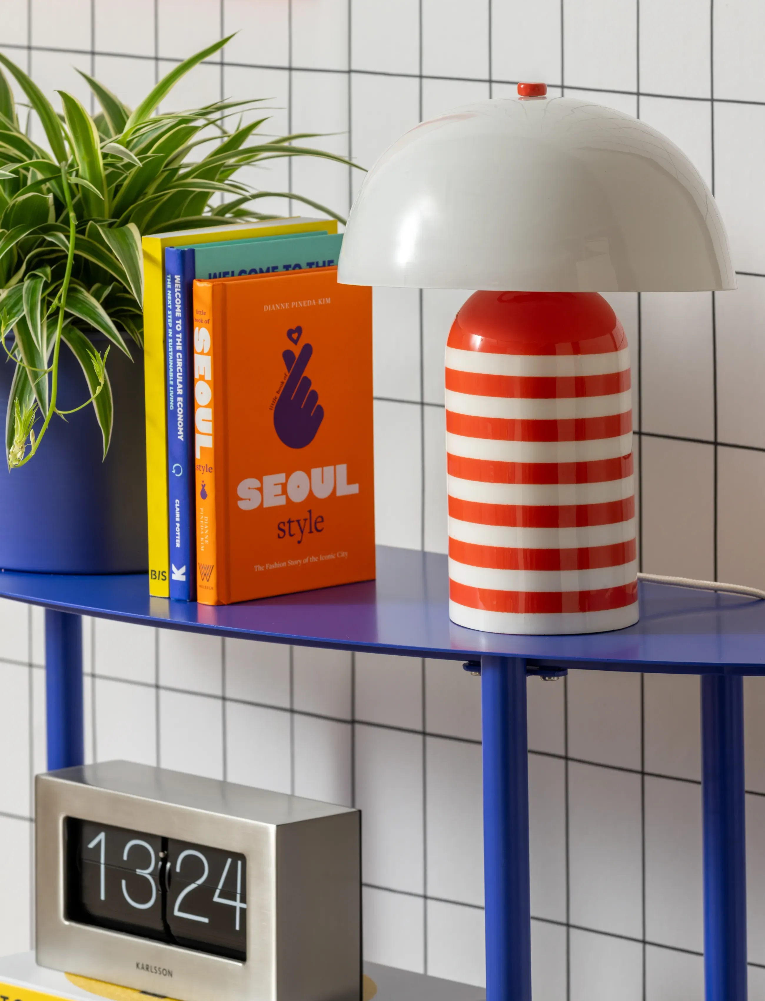 Leitmotiv - Table Lamp Rayado Retro - bordlamper - orange/white - 4