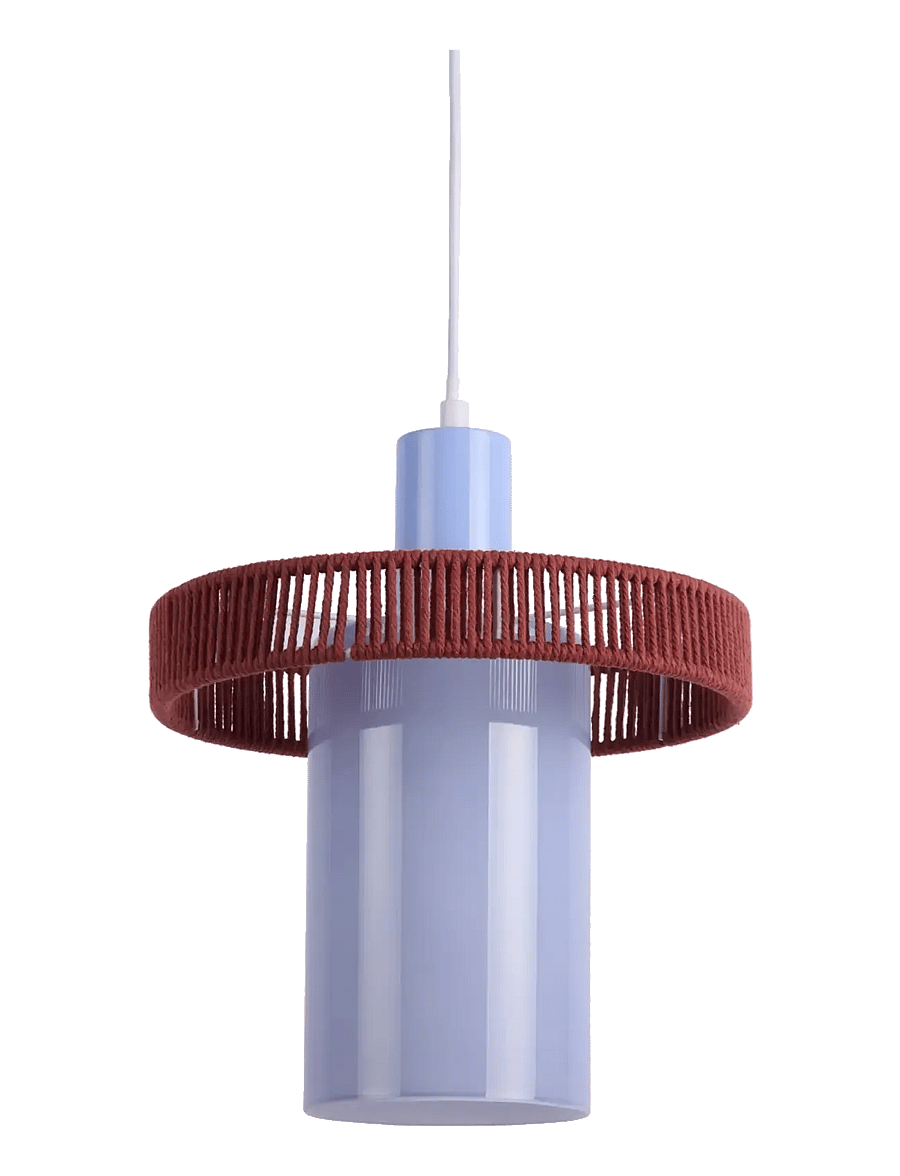 Leitmotiv - Pendant lamp Firenze Long - soft blue w. burgundy red - 0