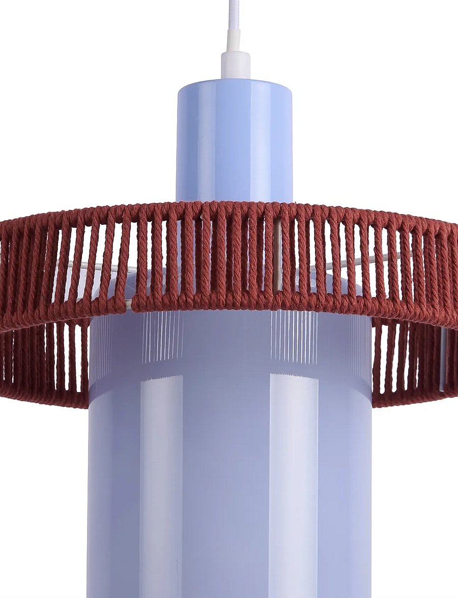 Leitmotiv - Pendant lamp Firenze Long - soft blue w. burgundy red - 1