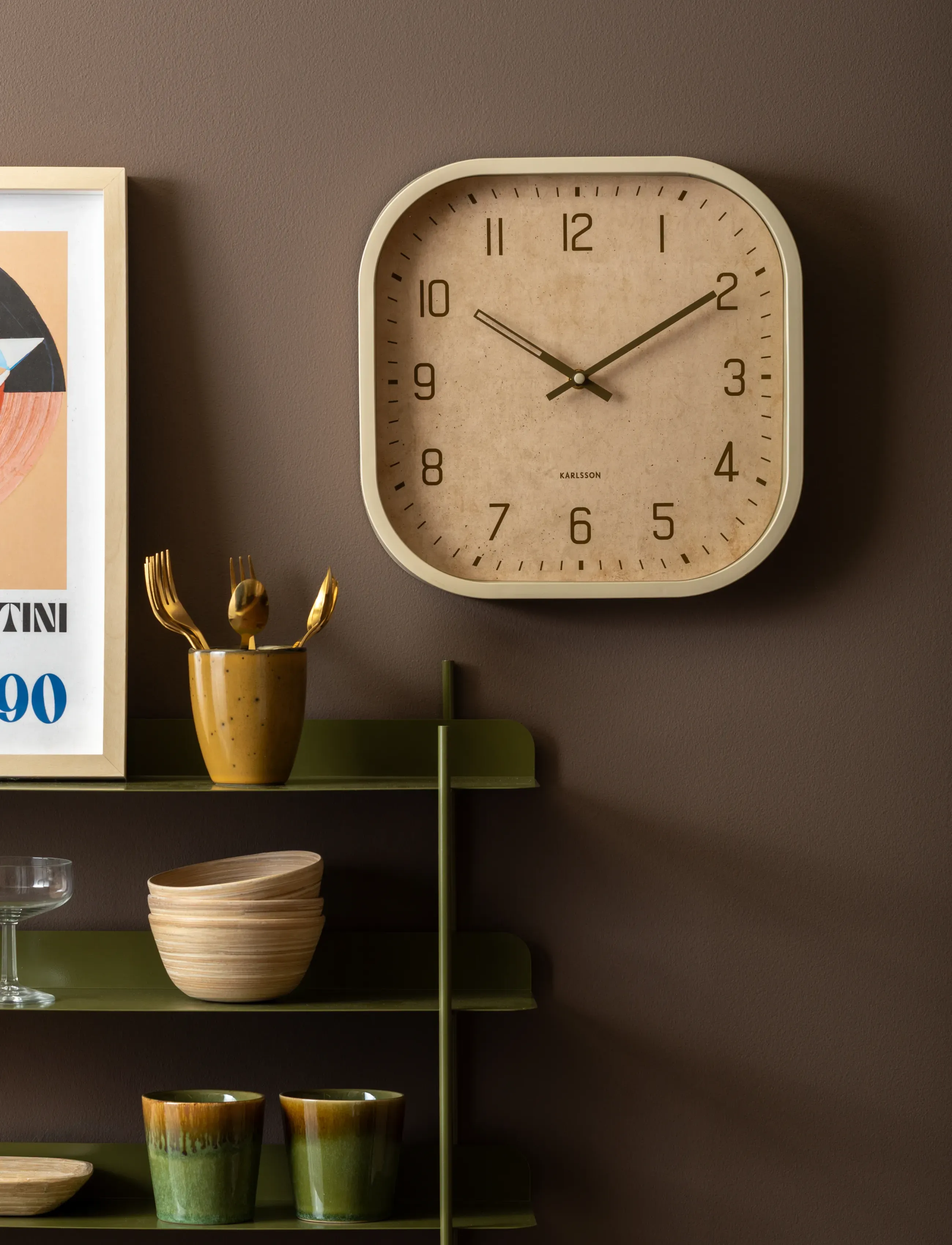 Leitmotiv Wall Rack Riqueza Tres, H42 cm, Khaki green, Møbler > Hylder, Unisex