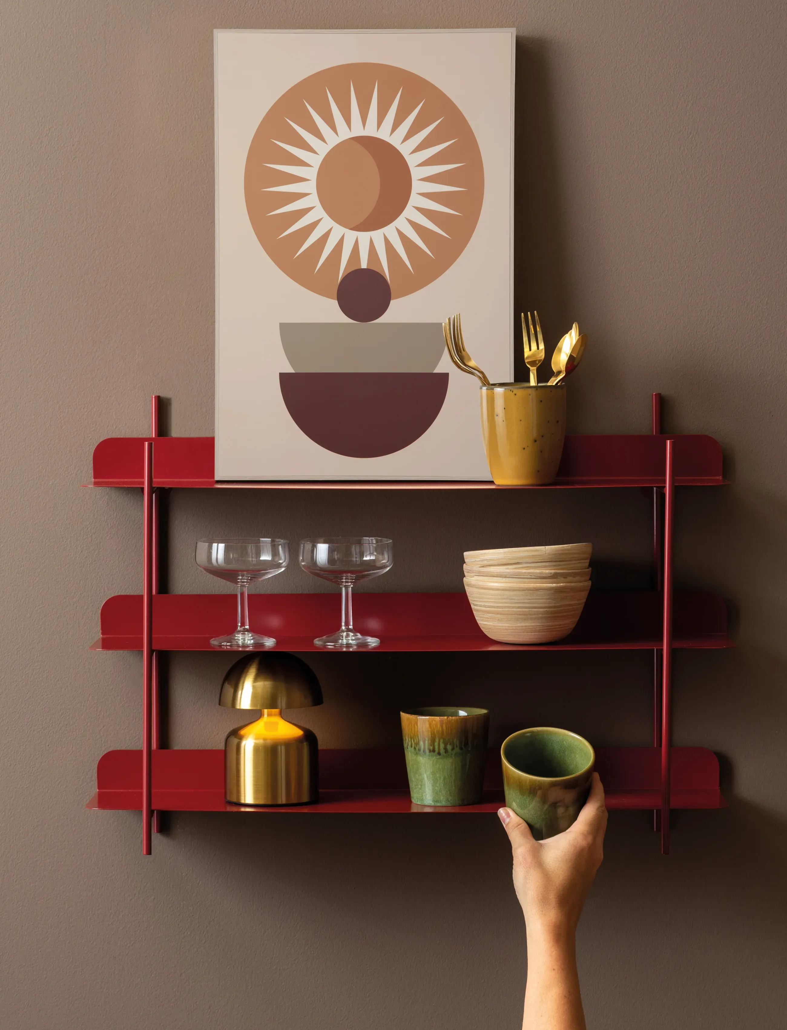 Leitmotiv Wall Rack Riqueza Tres, H42 cm, Red, Møbler > Hylder, Unisex