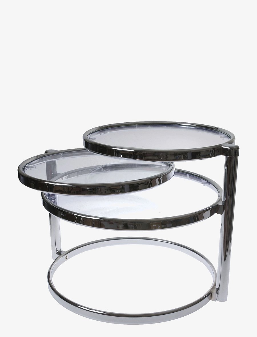 Leitmotiv - Table double swivel glass w steel chrome, Tempered glass - chrome - 0