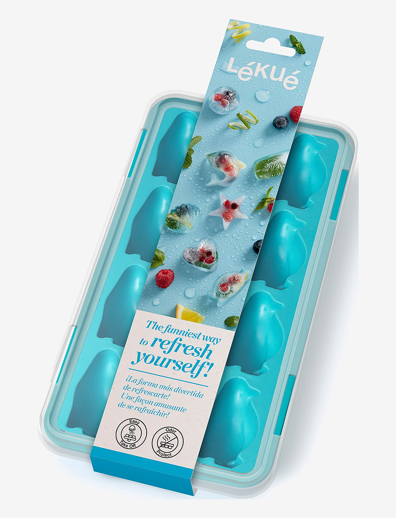 Lekué - Slim Penguin Ice Cube Tray - eiswürfelbehälter - turquoise - 1