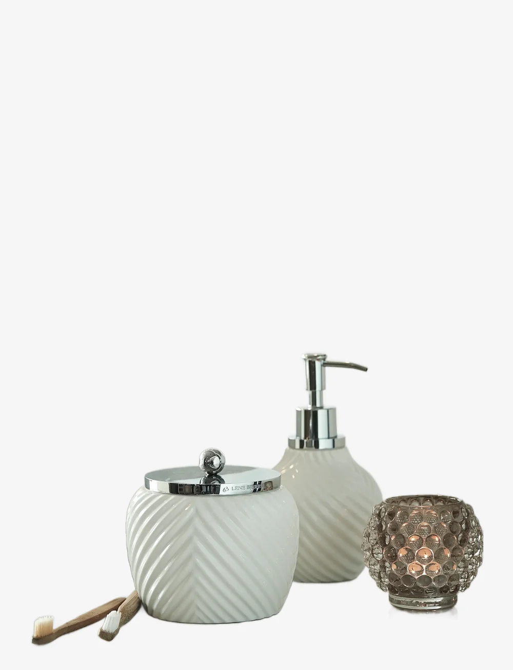 Lene Bjerre - Milda dispenser - tvålpumpar, tvålkoppar & tvålfat - white/silver - 1