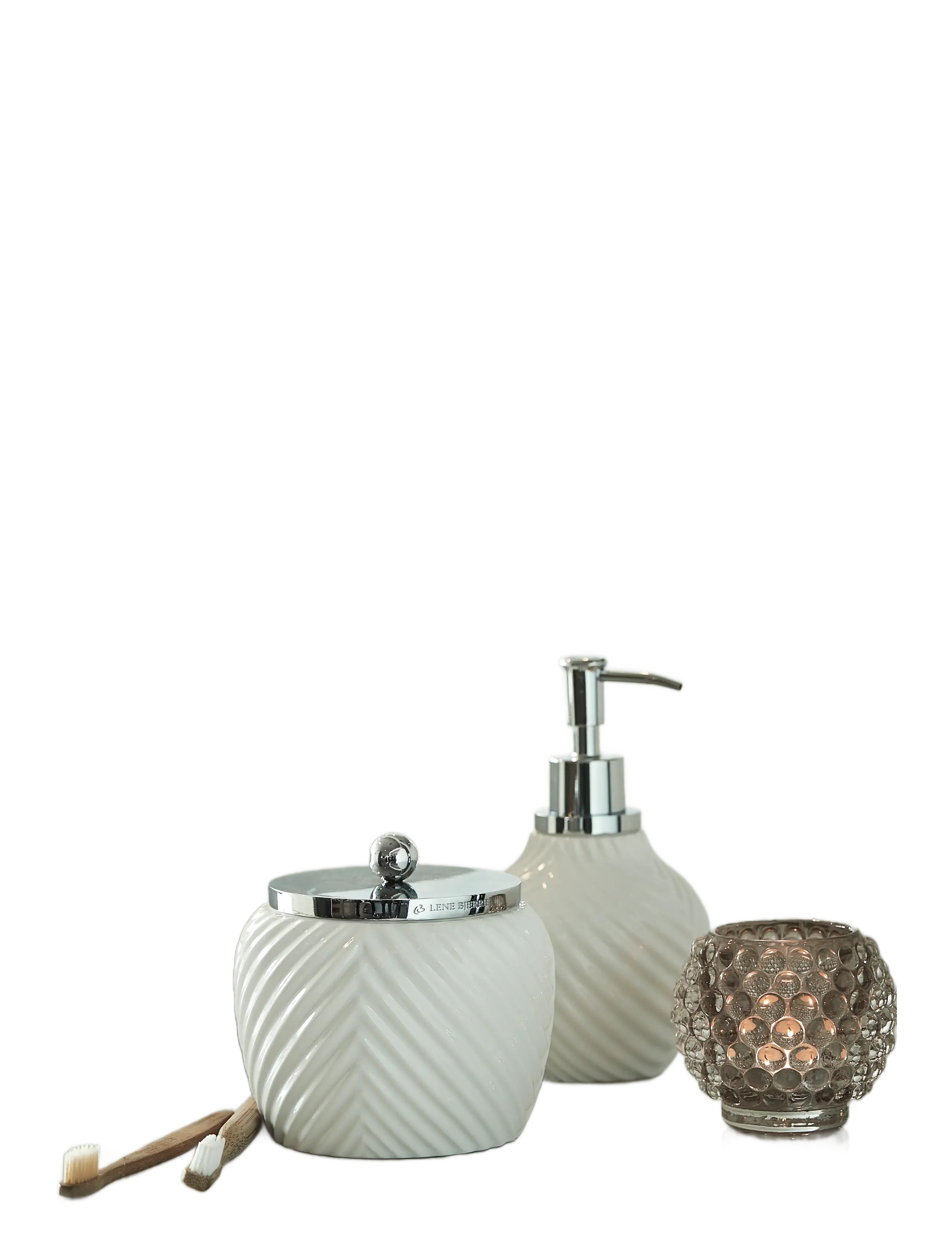 Lene Bjerre - Milda dispenser - tvålpumpar, tvålkoppar & tvålfat - white/silver - 1