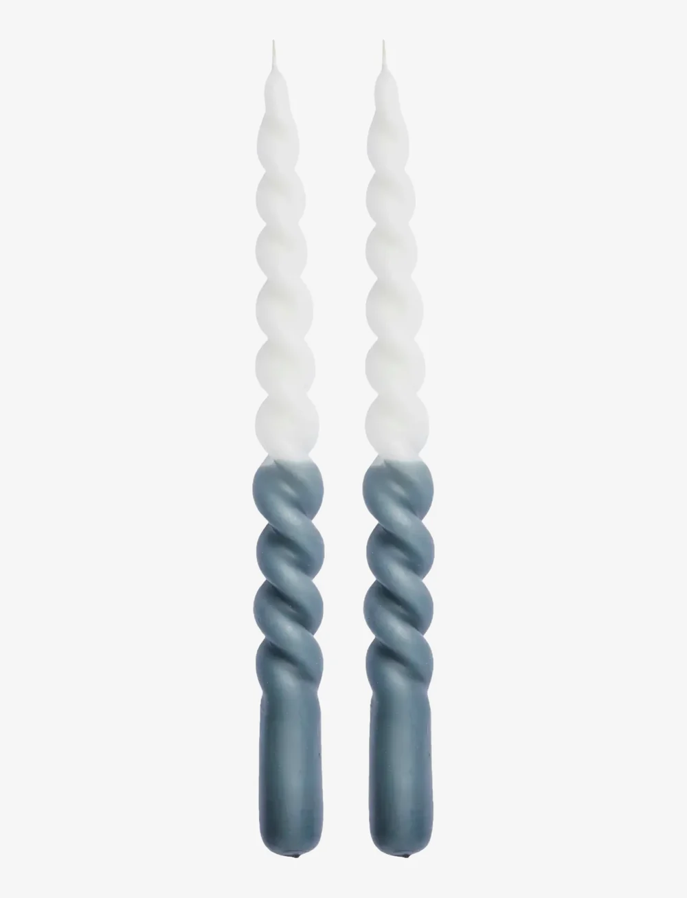 Lene Bjerre - Twisted taper candle - ljus - d. grey/white - 0