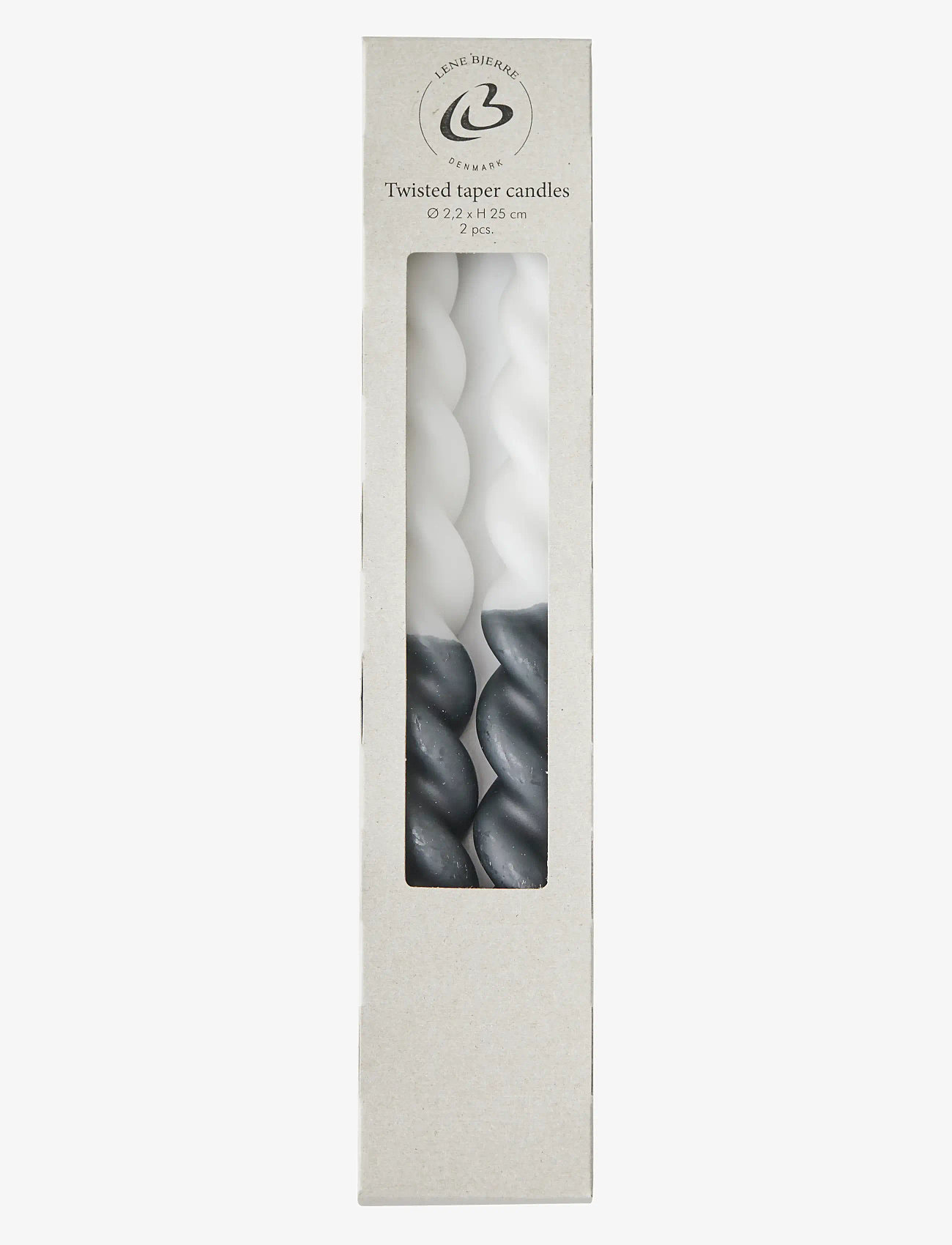 Lene Bjerre - Twisted taper candle - köp efter pris - d. grey/white - 1