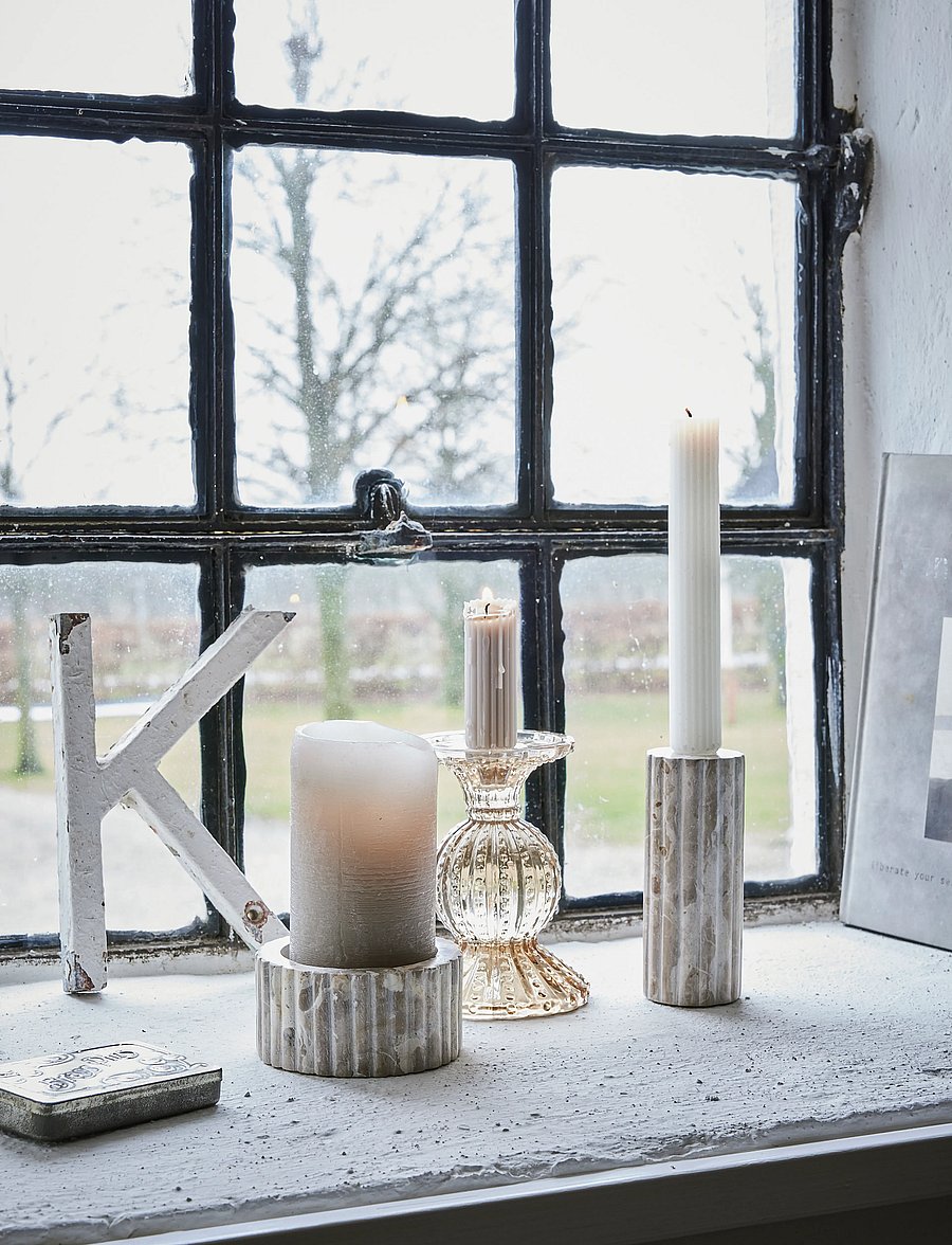 Lene Bjerre - Eliana candlestick 4.5x4.5x12.5 cm. Linen - kerzenständer - beige - 5