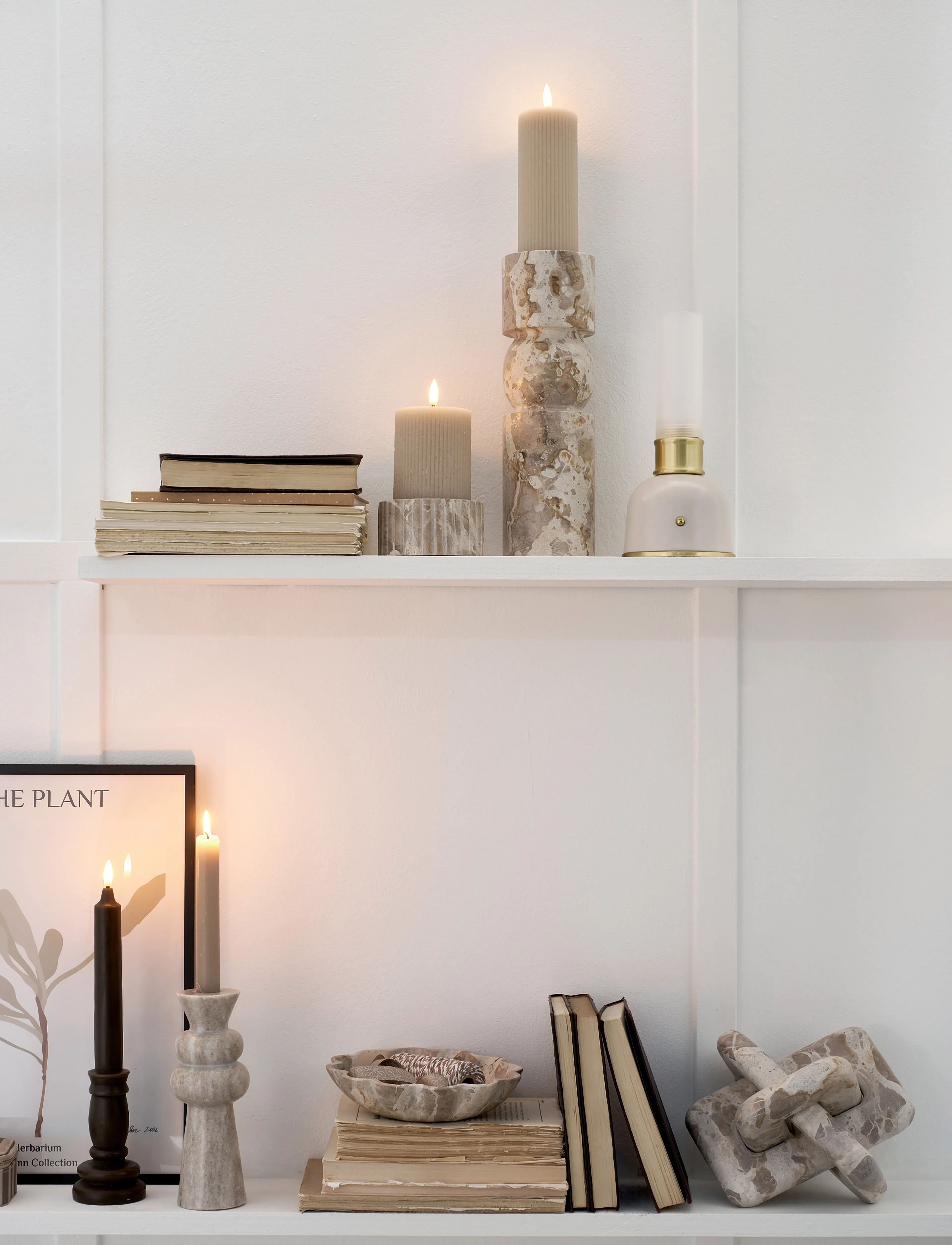 Lene Bjerre - Eliana candlestick 10x10x5 cm. Linen - candlesticks - beige - 4
