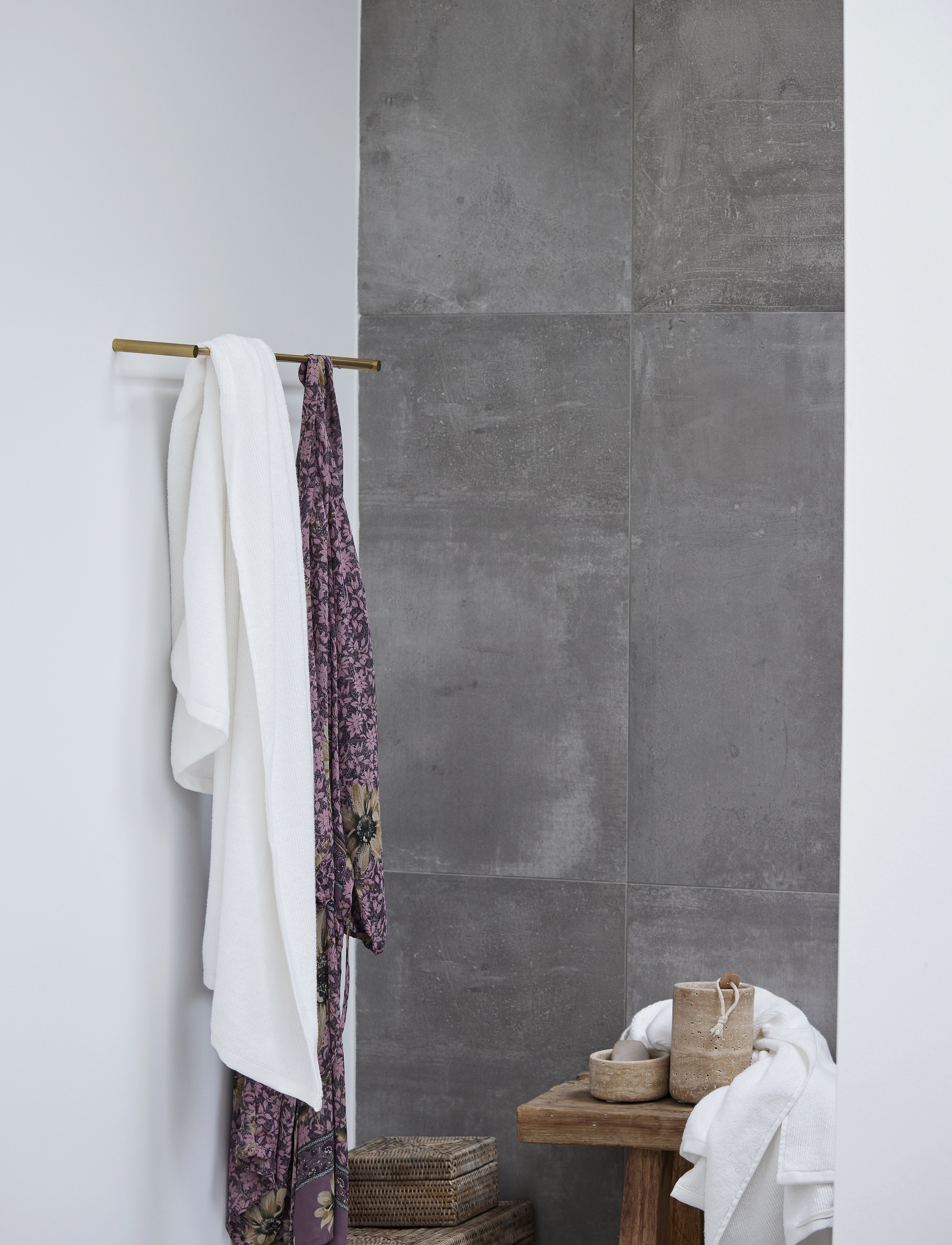 Lene Bjerre Molli Badehåndklæde, 50X30 cm, Towels & Bath Towels, Grau - Guest Homeware