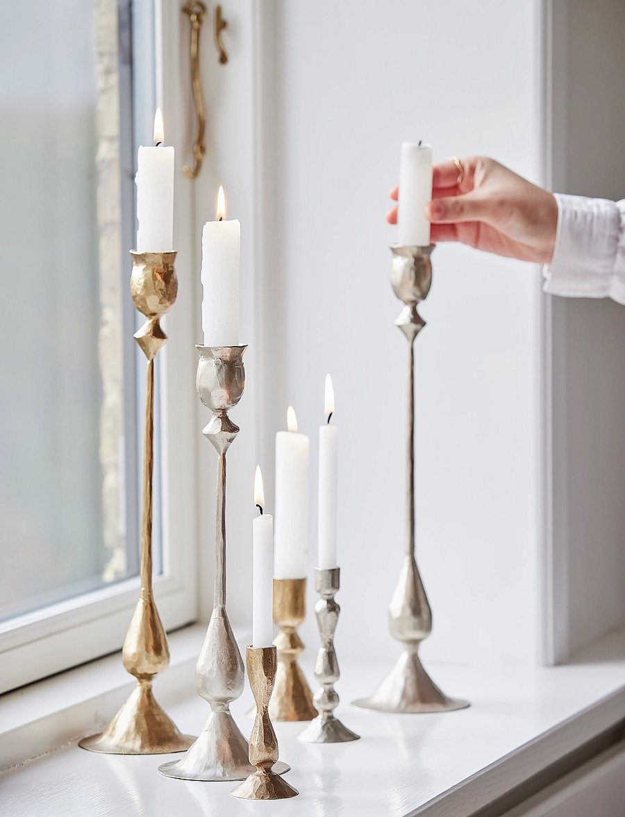 Lene Bjerre - Ingrid candlestick 7x7x33.5 cm. Silver - candlesticks - silver - 0