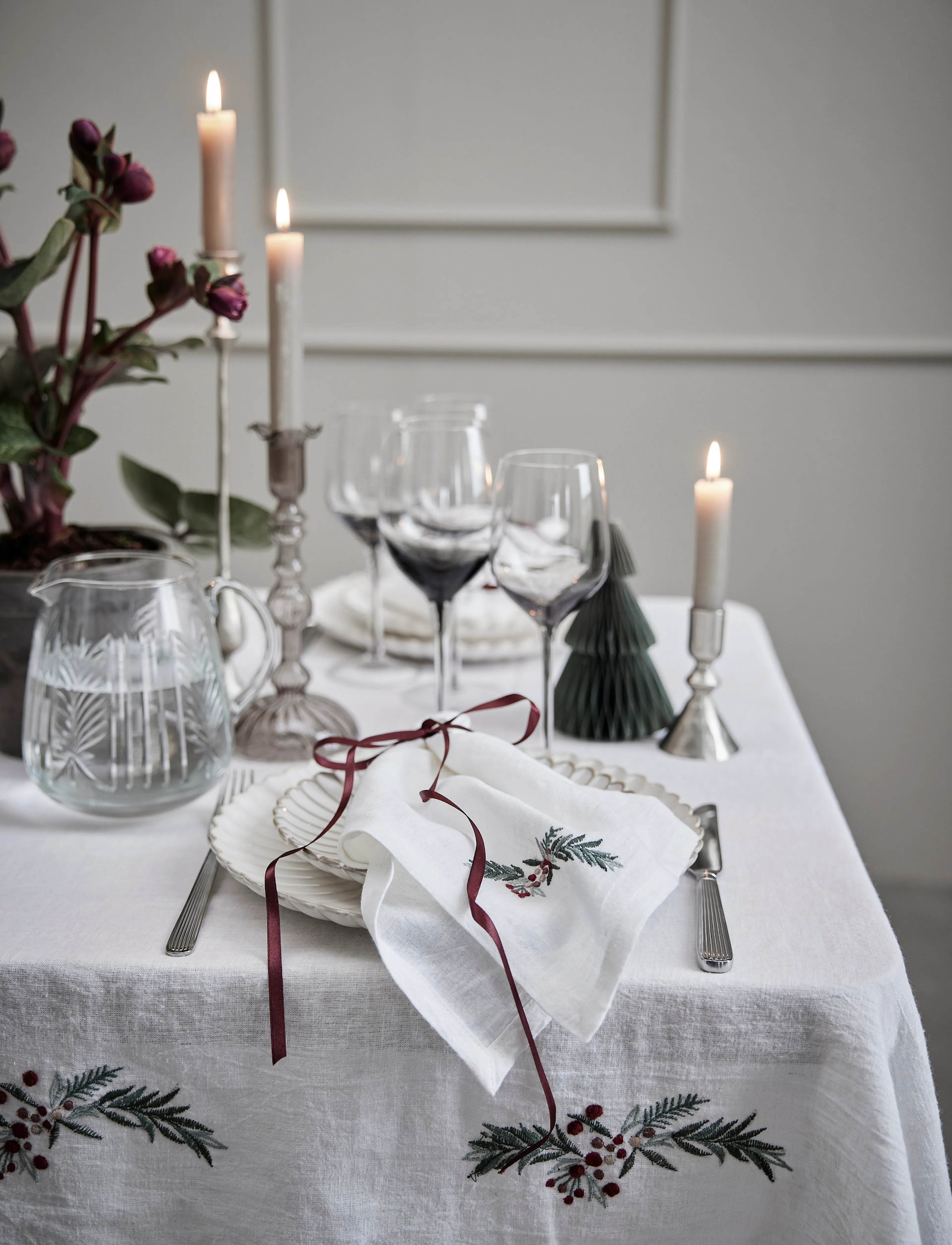 Lene Bjerre - Ingrid candlestick 7x7x33.5 cm. Silver - candlesticks - silver - 3