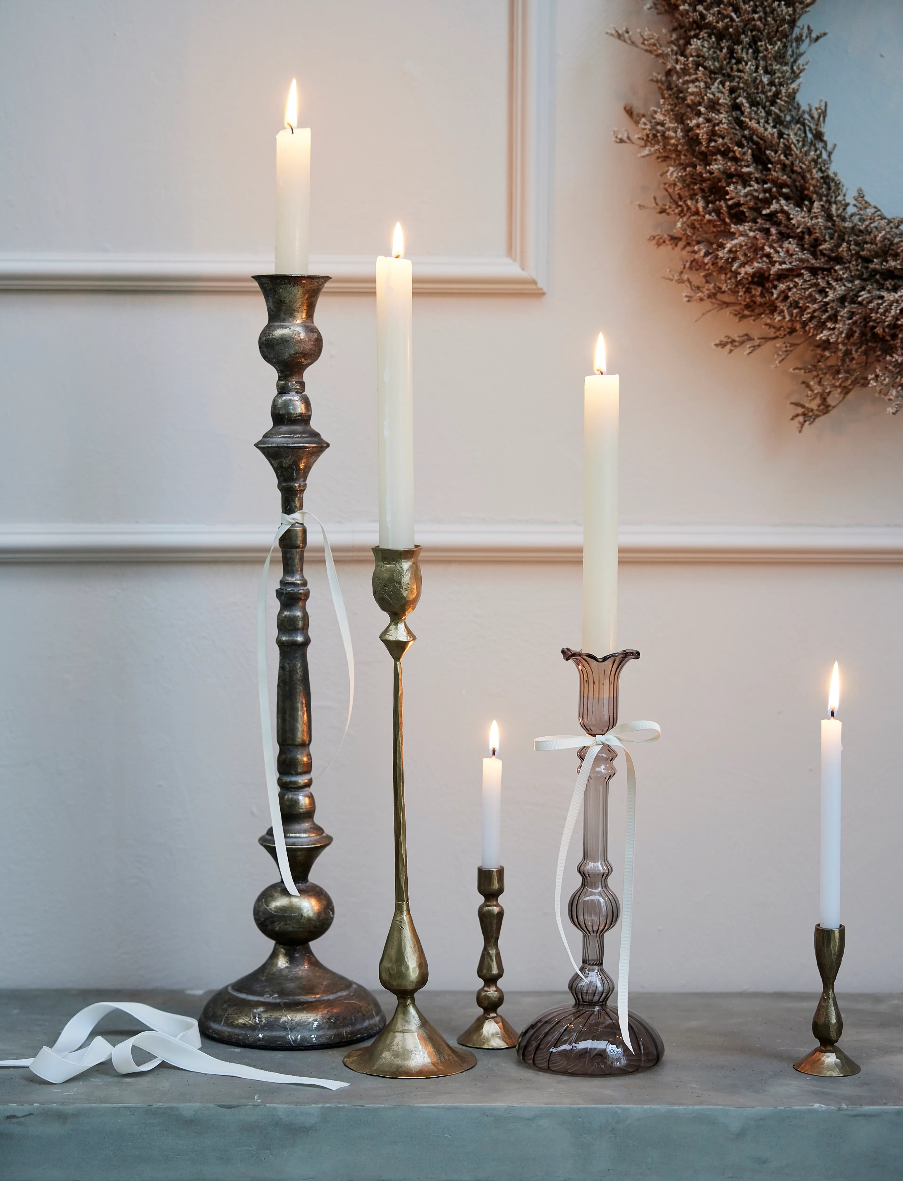Lene Bjerre - Ingrid candlestick 7x7x33.5 cm. L. Gold - candlesticks - gold - 4