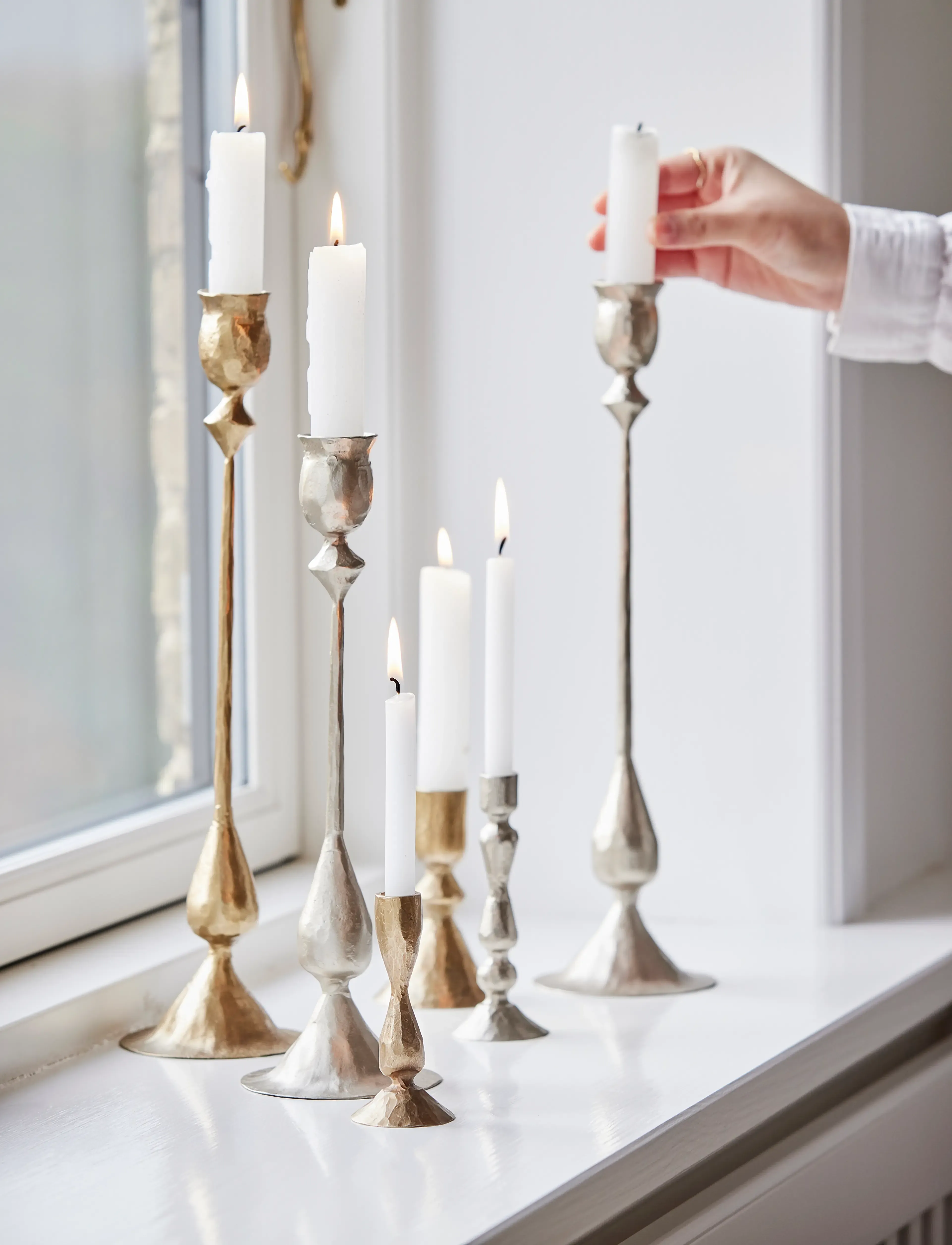 Lene Bjerre Ingrid Candlestick 4X4X12 Cm. Silver, 4X 12X 4 cm, Candle & Tealight Holders, Silber - Homeware
