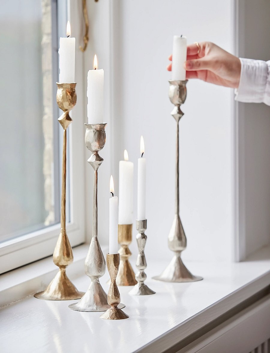 Lene Bjerre - Ingrid candlestick 4x4x12 cm. Silver - candlesticks - silver - 0
