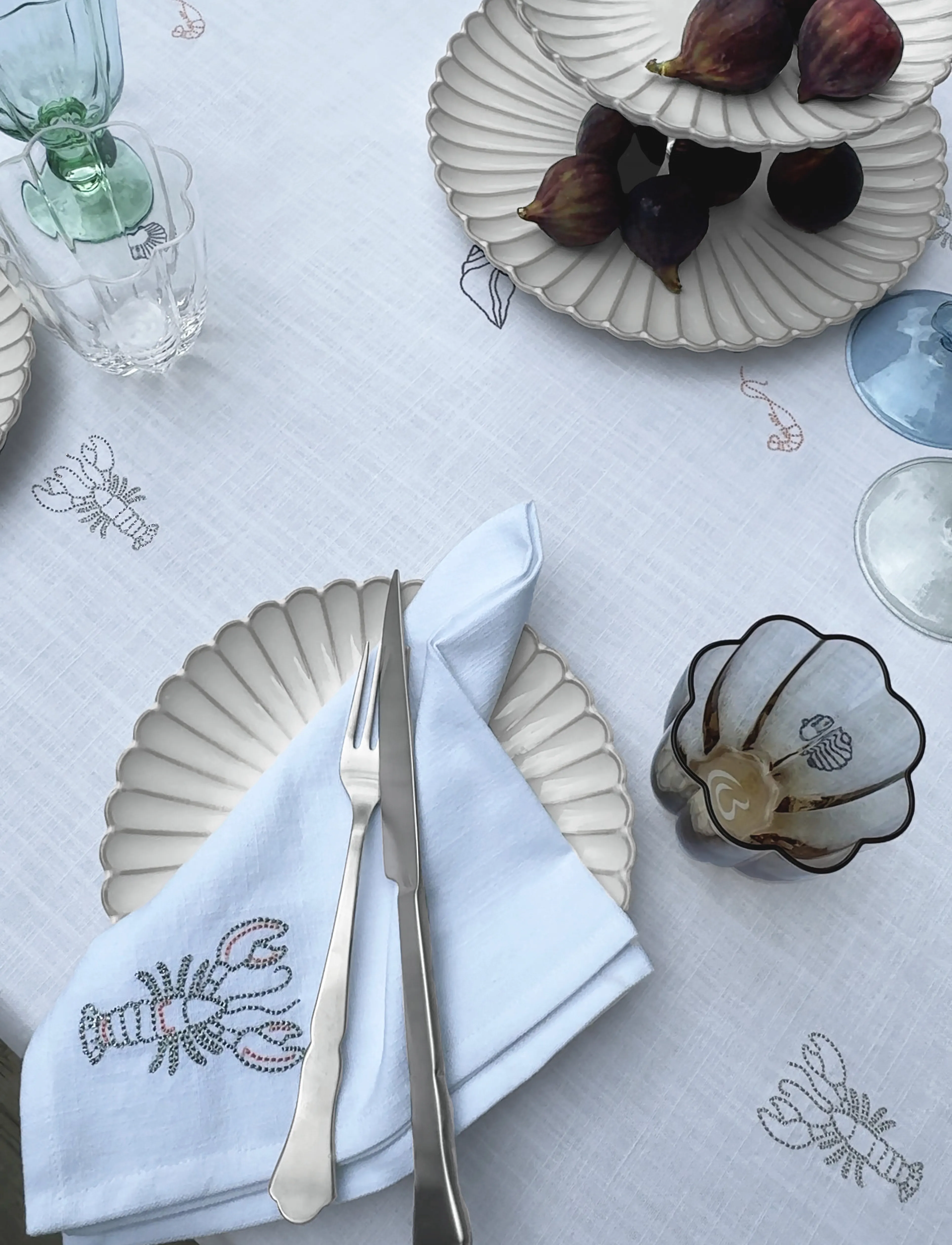 Lene Bjerre - Nerina napkin 45x45x0.2 cm. White - white - 2