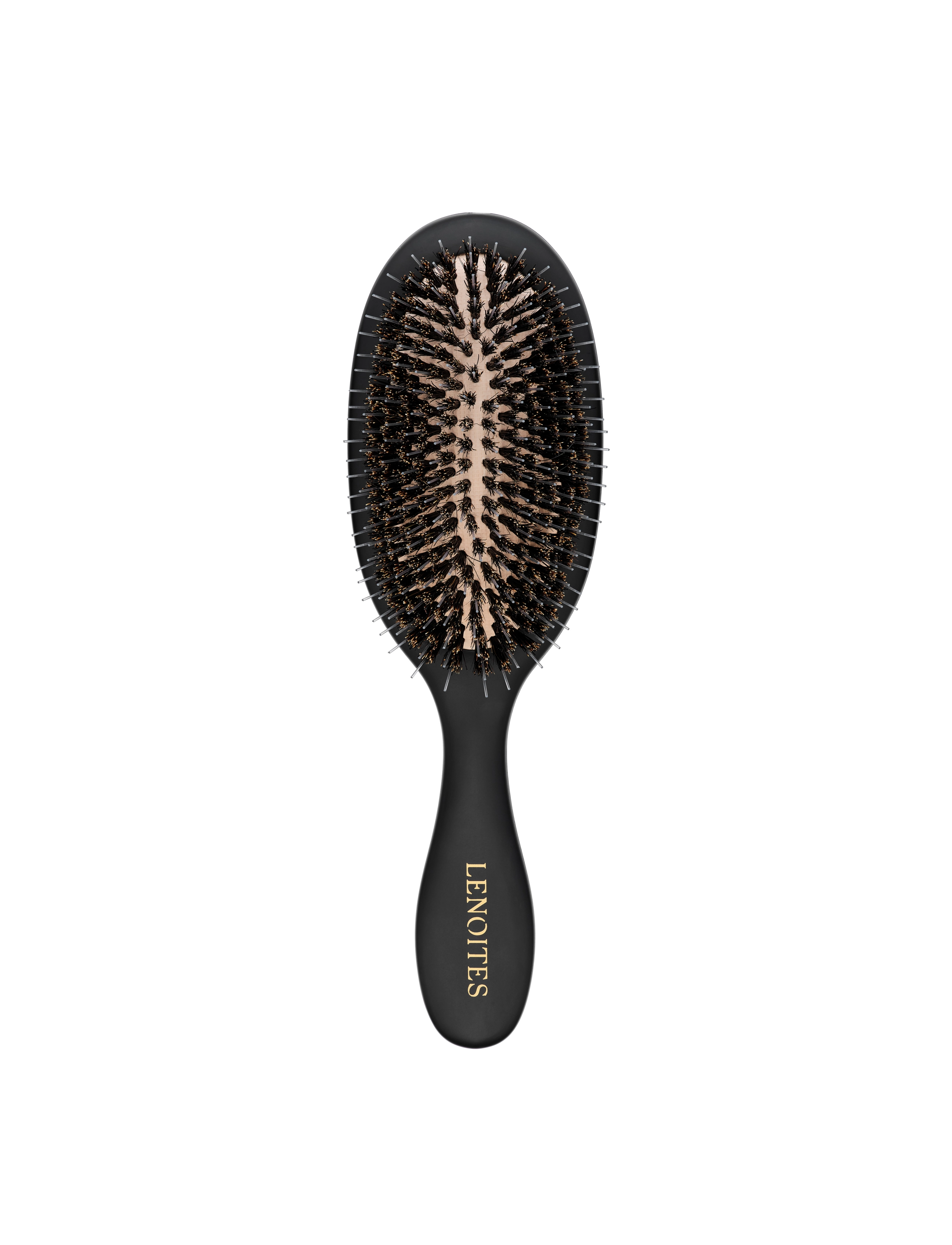 Lenoites Wild Boar Hair Brush With Cleaning Tool, Padlebørste, Sort, Str: ONE SIZE