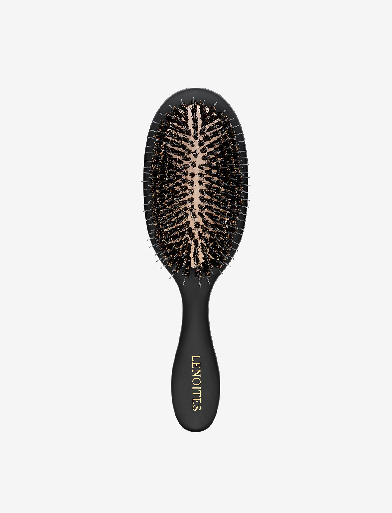 Lenoites - Wild Boar Hair Brush With Cleaning Tool - plakanas matu sukas - black - 1