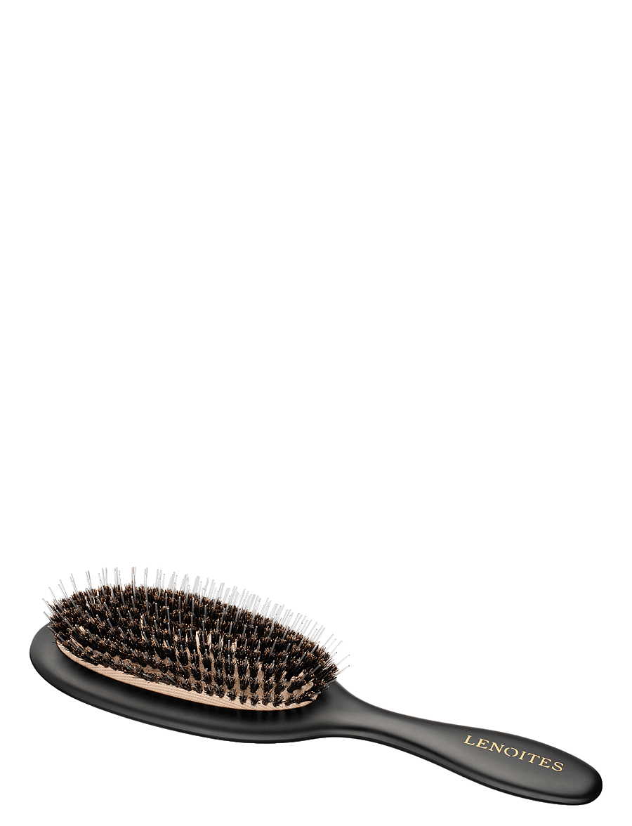 Lenoites - Wild Boar Hair Brush With Cleaning Tool - paddle harjad - black - 2