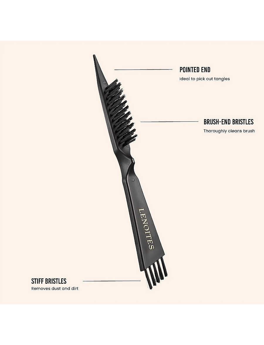Lenoites - Wild Boar Hair Brush With Cleaning Tool - paddle harjad - black - 3