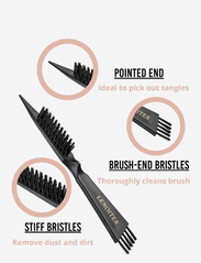 Lenoites - Hair Brush Wild Boar with pouch and cleaner tool - lapioharjat - black - 5