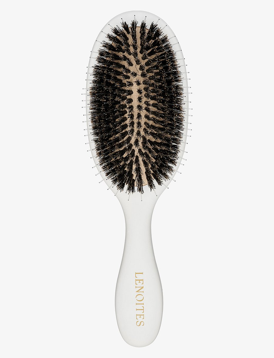 Lenoites - Hair Brush Wild Boar with pouch and cleaner tool White - white - 3