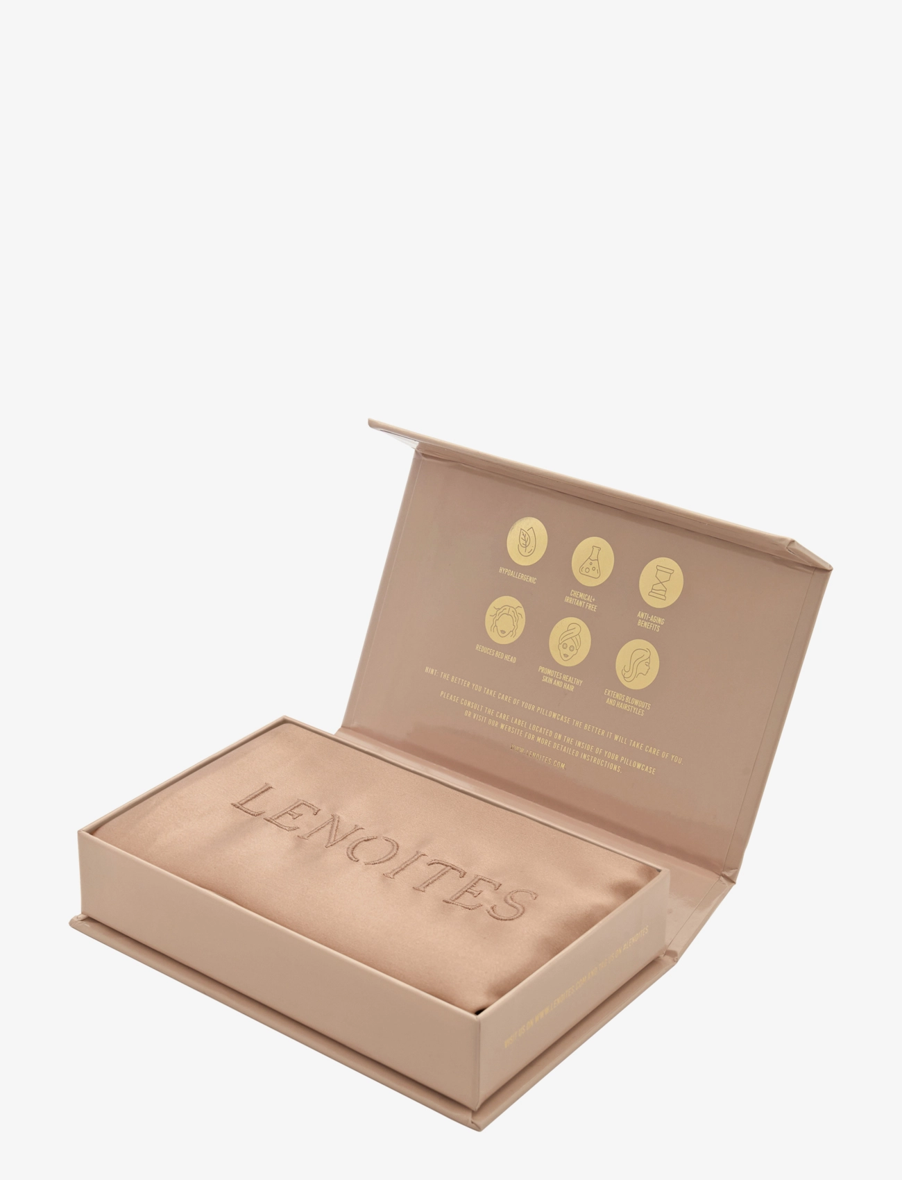Lenoites Mulberry Silk Pillowcase, 50x63 - Hudvård - ROSE GOLD / gold