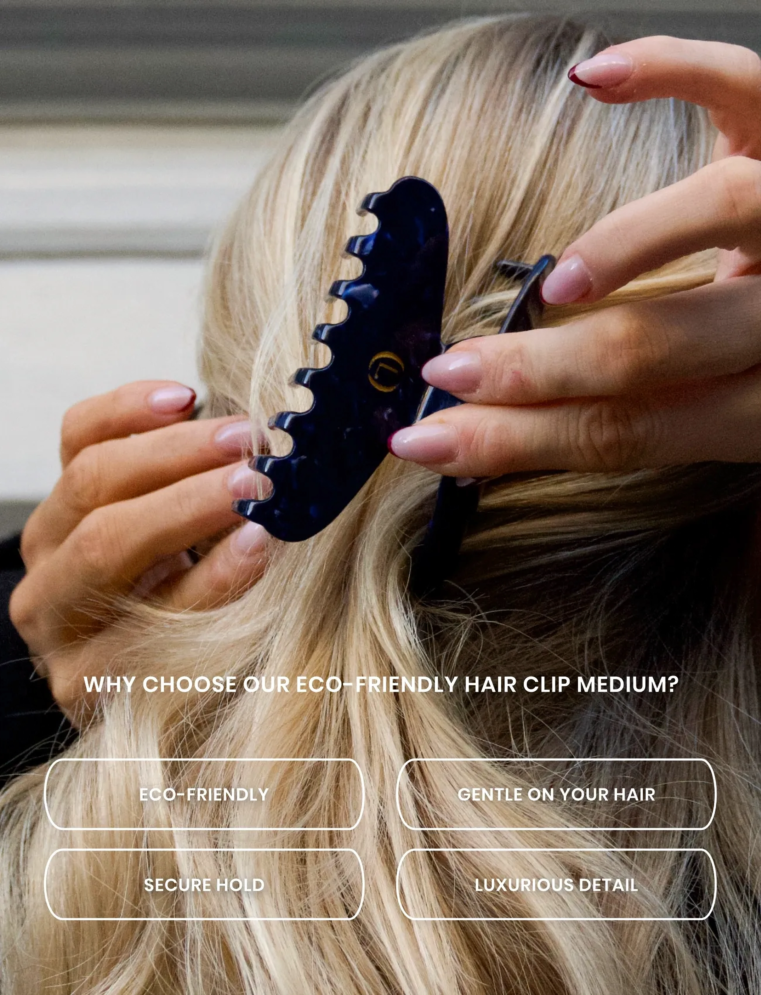 Lenoites Claw Clip Medium, Midnight Blue, Kvinder, Hårklemme, Navy, Str: ONE SIZE