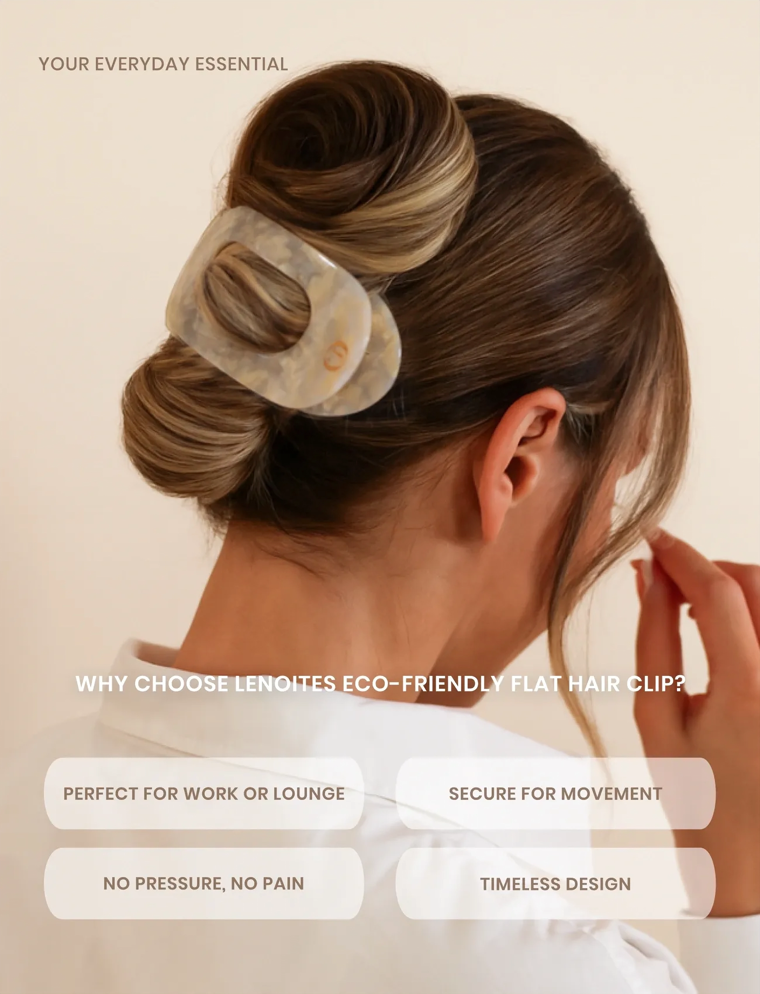 Lenoites Flat Hair Clip, Desert Beige, One Size, Beige, Hair Accessories > Hair Clip, Dame