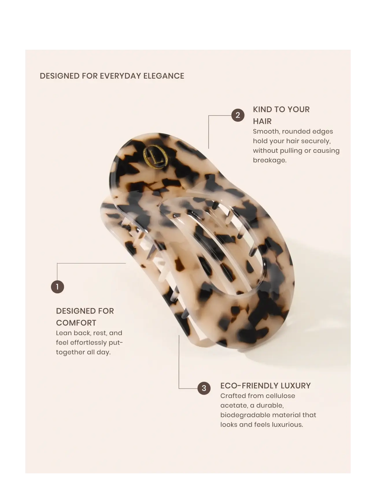 Lenoites - Flat Hair Clip, Nude Leopard - hårspännen - nude leopard - 2