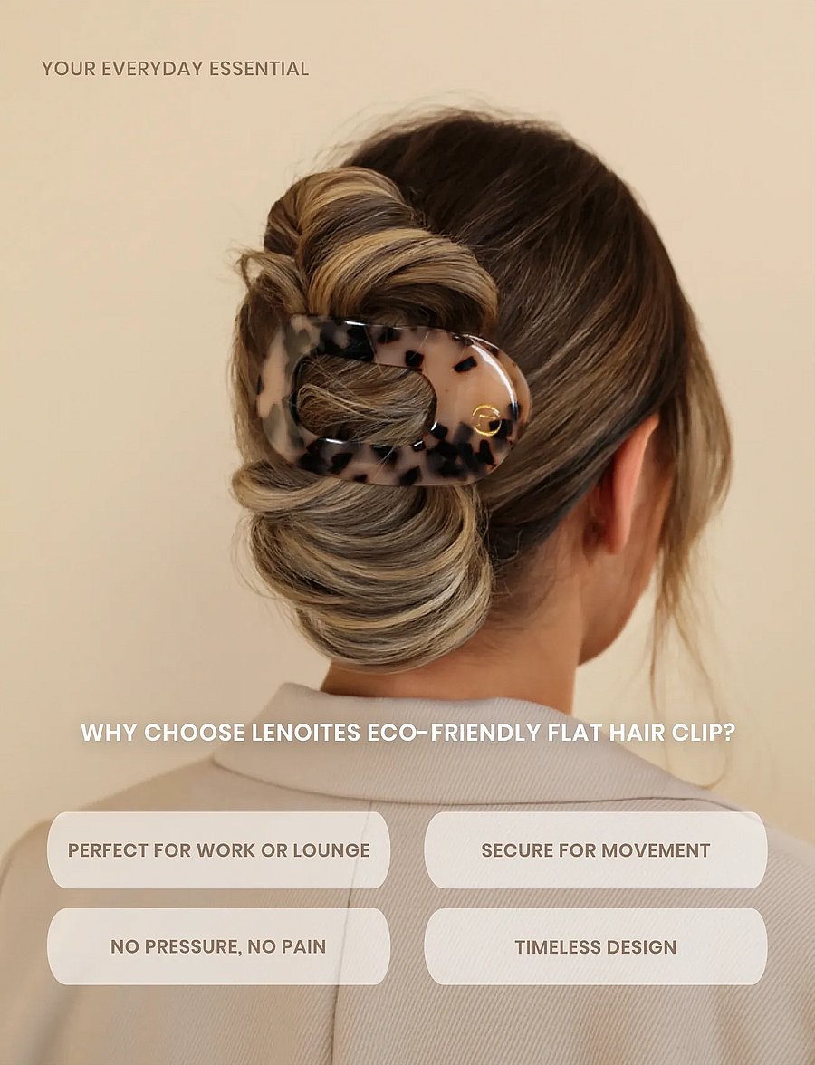 Lenoites - Flat Hair Clip, Nude Leopard - juukseklambrid - nude leopard - 0