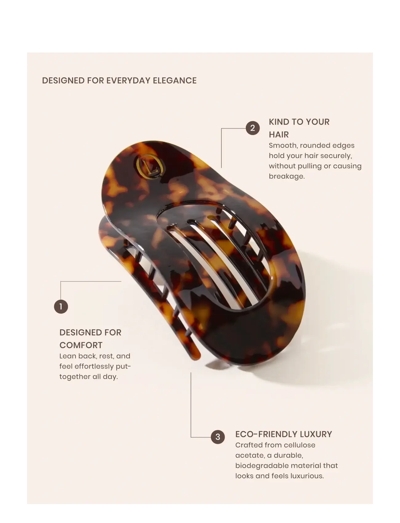 Lenoites - Eco-Friendly Flat Hair Clip - hårspænde - bronze leopard - 2
