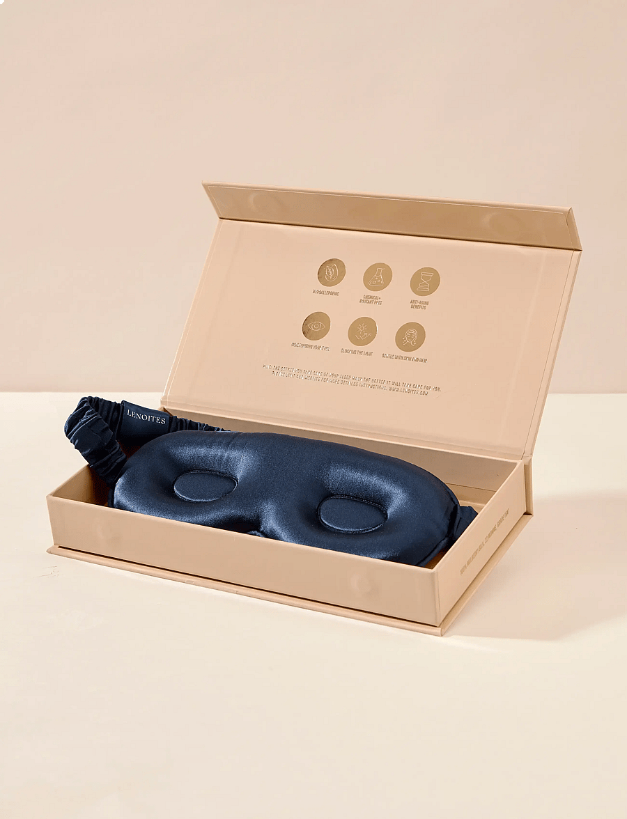 Lenoites - Mulberry Silk Contour Sleep Mask - magamismaskid - navy - 2
