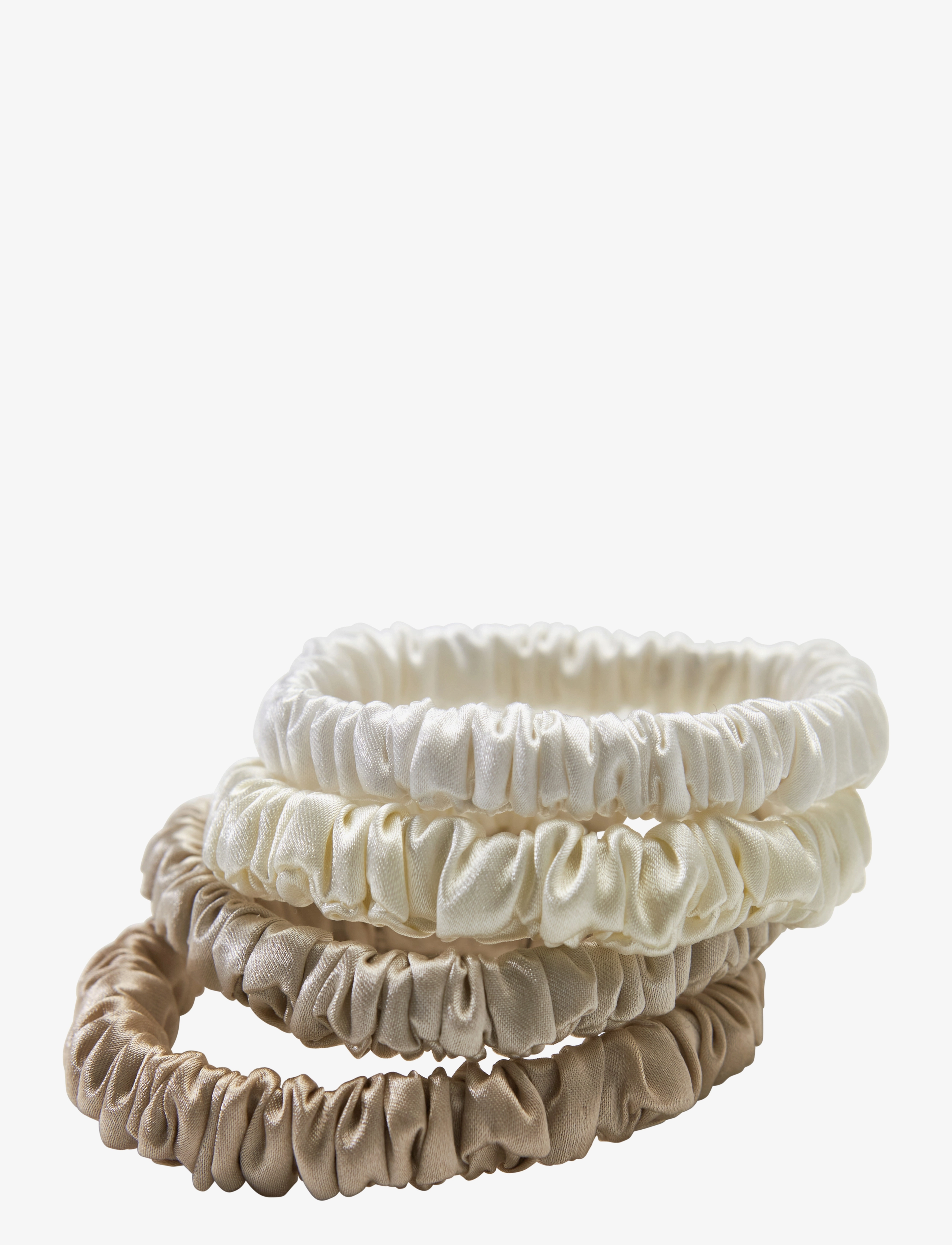Lenoites Mulberry Silk Skinny Scrunchies - Hårsnoddar - WHITE, CREAM WHITE, BEIGE, LIGHT BROWN / multi